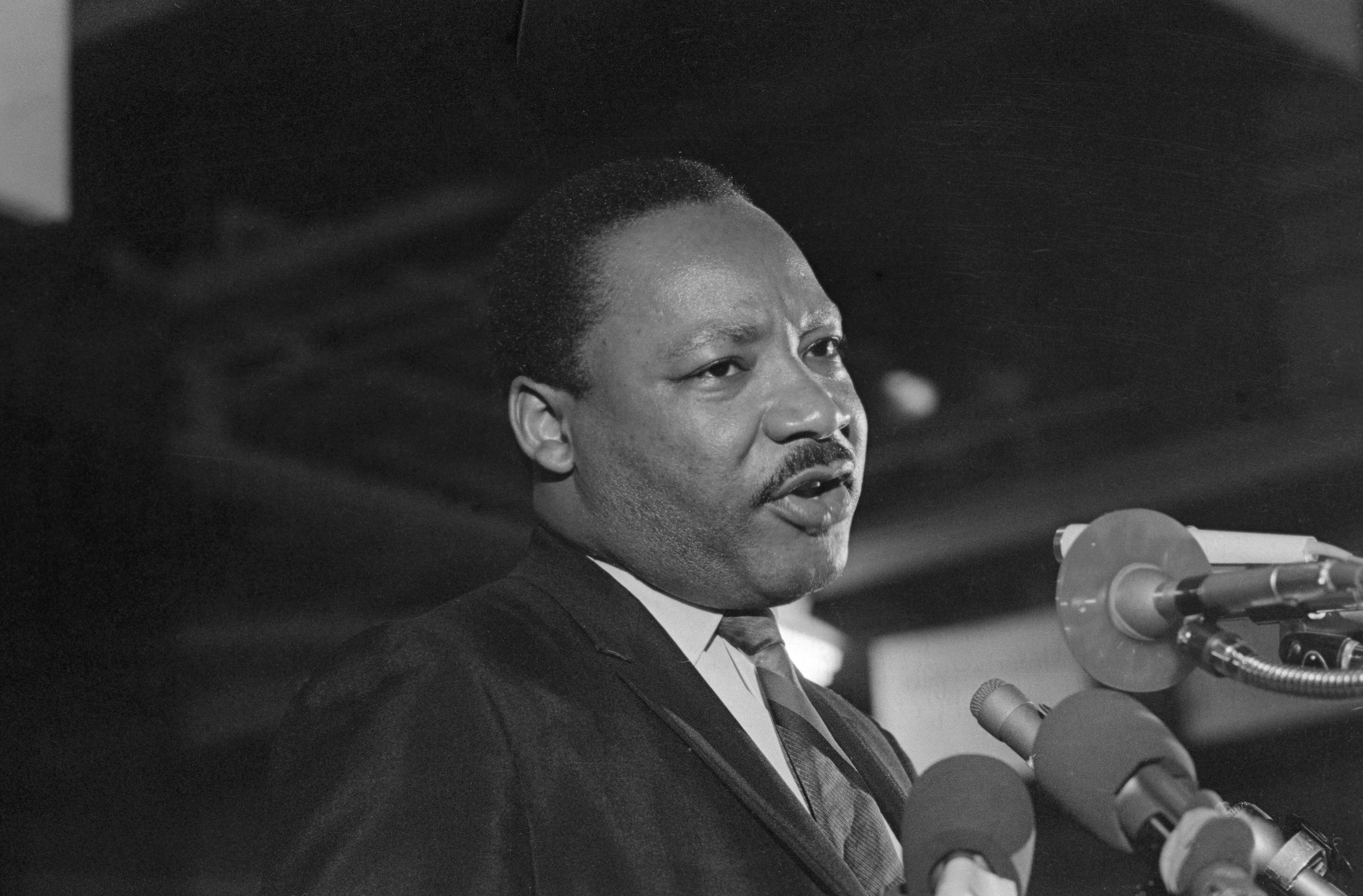 Dr. Martin Luther King Jr., Speaking at Microphones