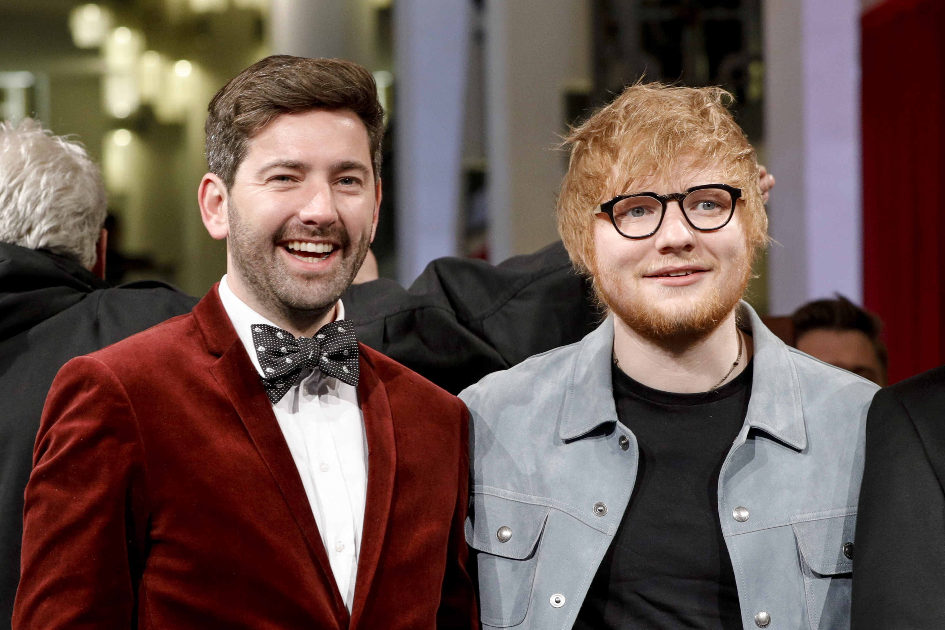 Director Murray Cummings and singer-songwriter Ed Sheeran attend the 'Songwriter' premiere during the 68th Berlinale International Film Festival Berlin on February 23, 2018. (Isa Foltin—Getty Images)