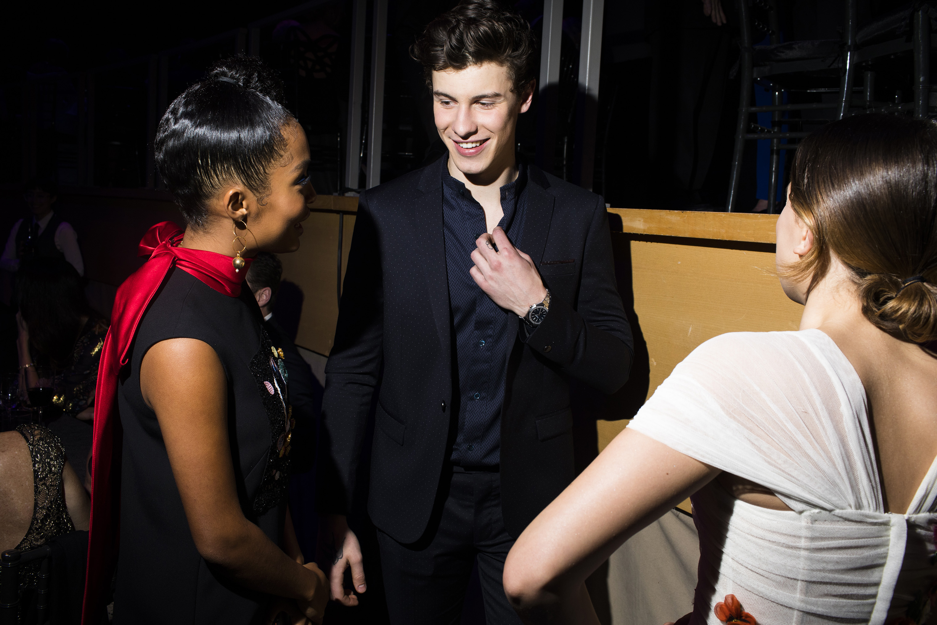 Yara Shahidi, Shawn Mendes and Millie Bobby Brown at the Time 100 Gala at Jazz at Lincoln Center on April 24, 2018 in New York City. (Landon Nordeman for TIME)
