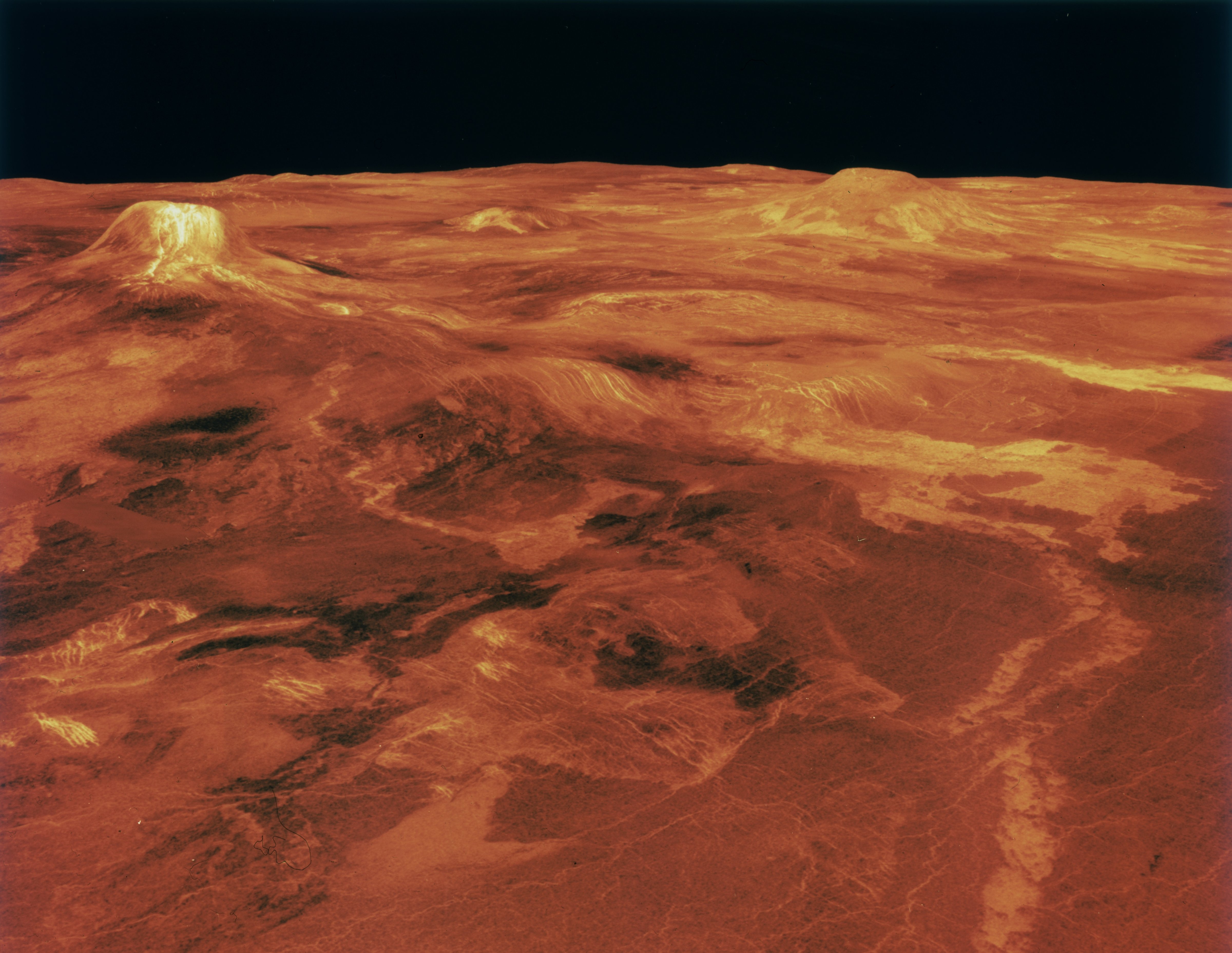 A computer simulation of the surface of the planet Venus, circa 1990. (Space Frontiers&mdash;Getty Images)