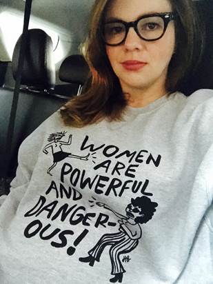 Amberlyn Tamblyn on her way to the Women's March while 8 months pregnant. (Courtesy of Amber Tamblyn.)