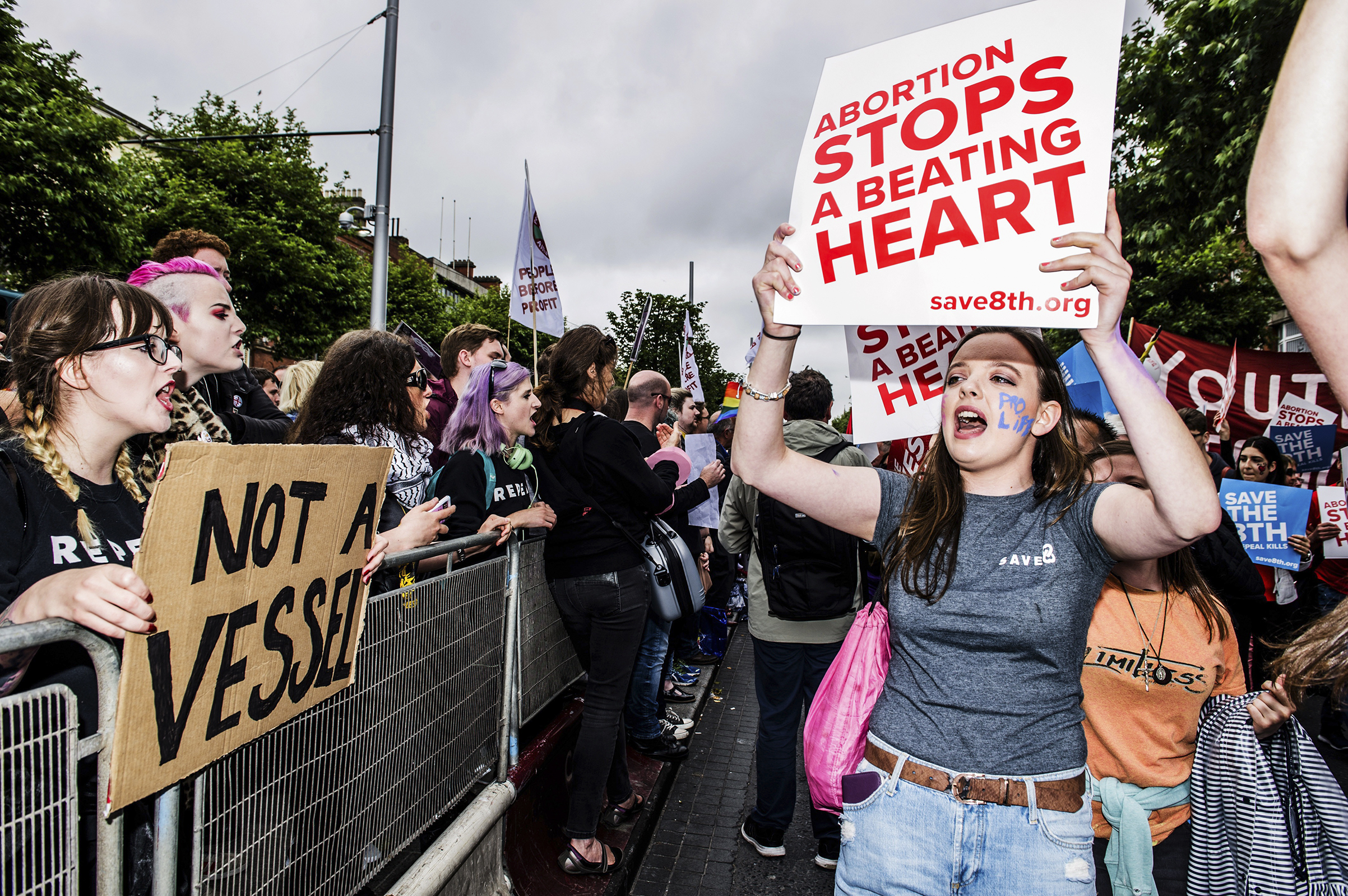 Anti-abortion and pro–abortion rights activists have held rallies in Ireland ahead of the May 25 vote (Deirdre Brennan—Redux)