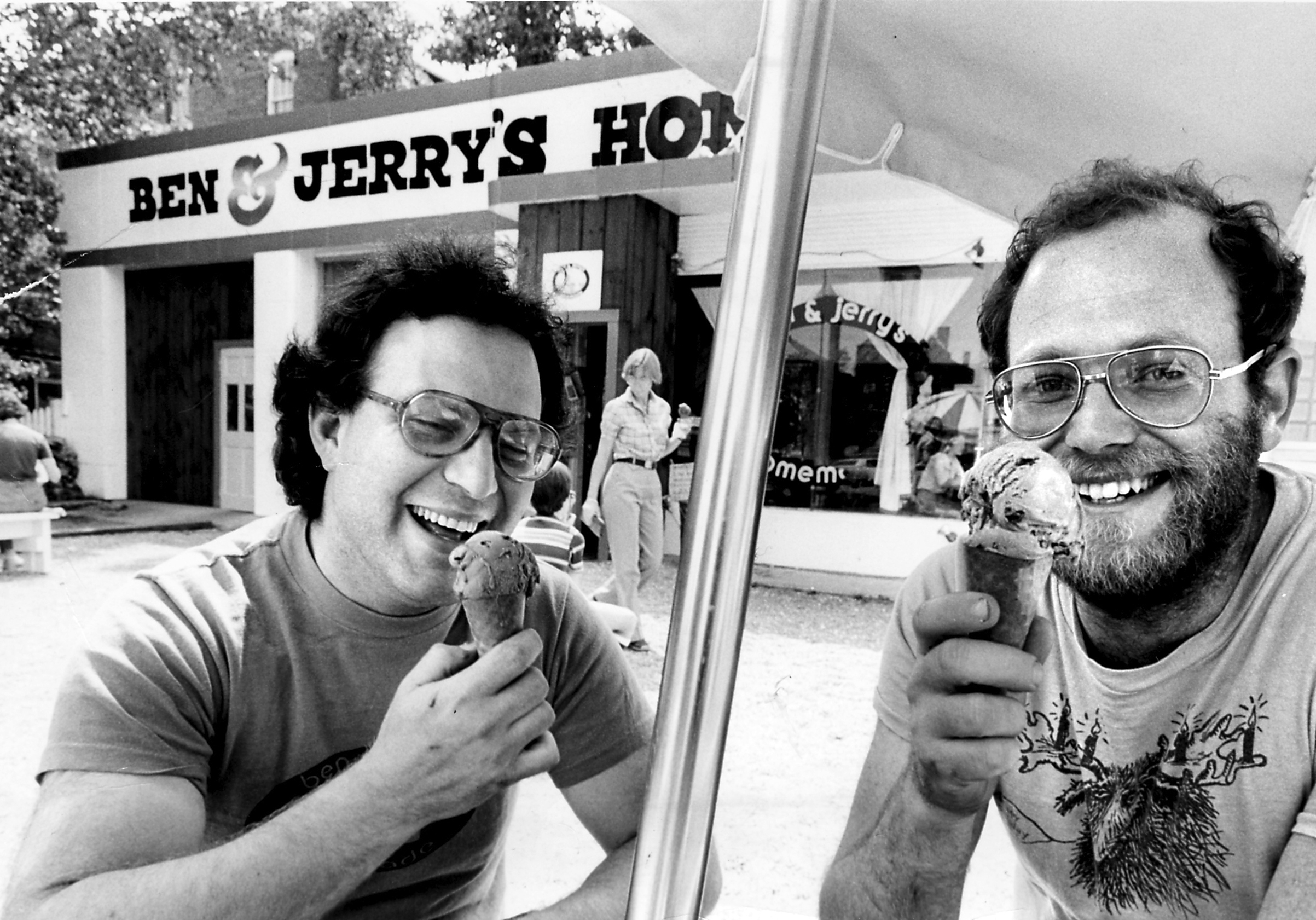 Jerry Greenfield and Ben Cohen in Bennington, Vt.,July 3, 1980. (Ted Dully—Boston Globe/Getty Images)
