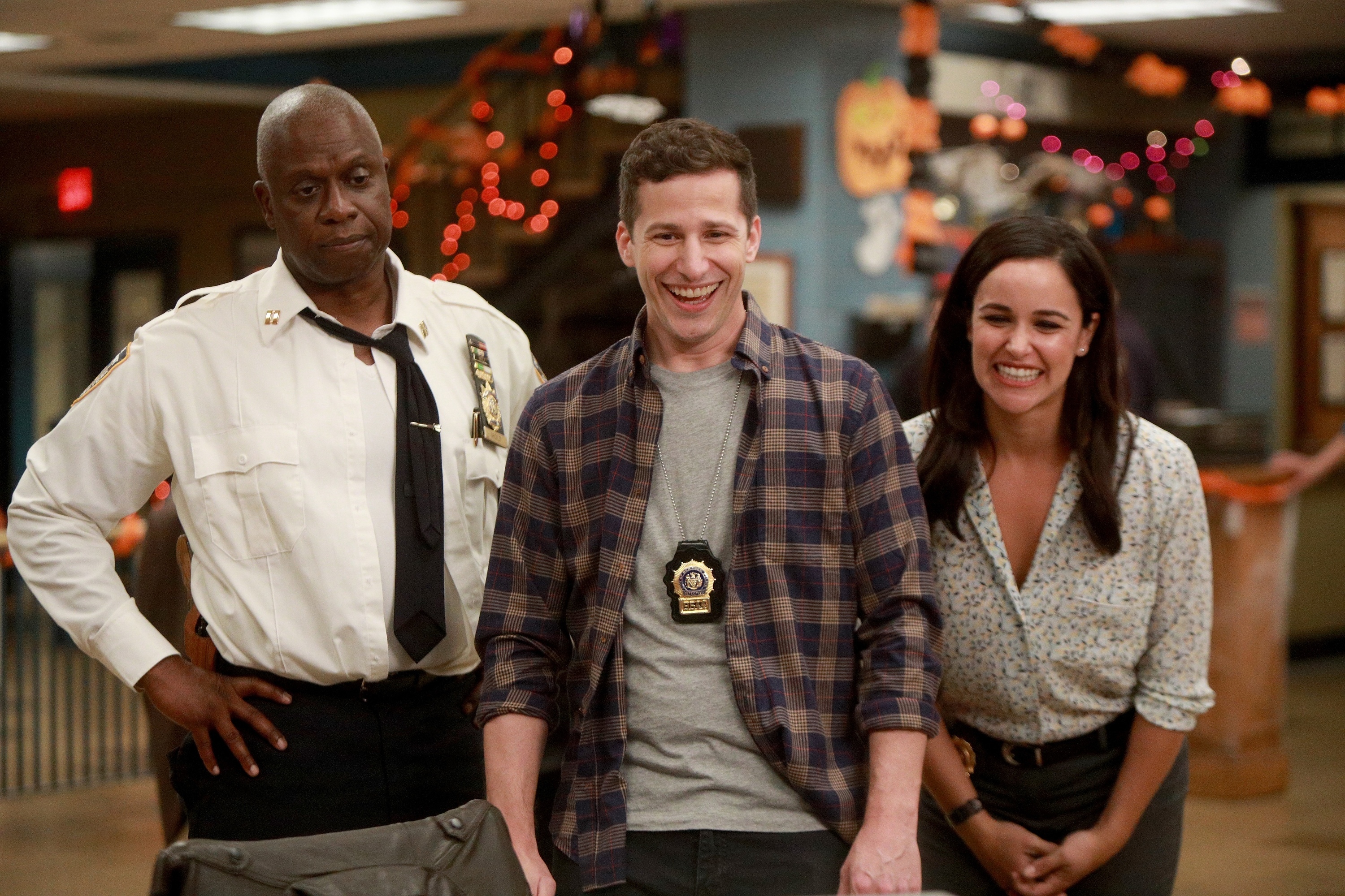 Andre Braugher, Andy Samberg and Melissa Fumero in the HalloVeen episode of BROOKLYN NINE-NINE airing Tuesday, Oct. 17 (FOX—;FOX via Getty Images)