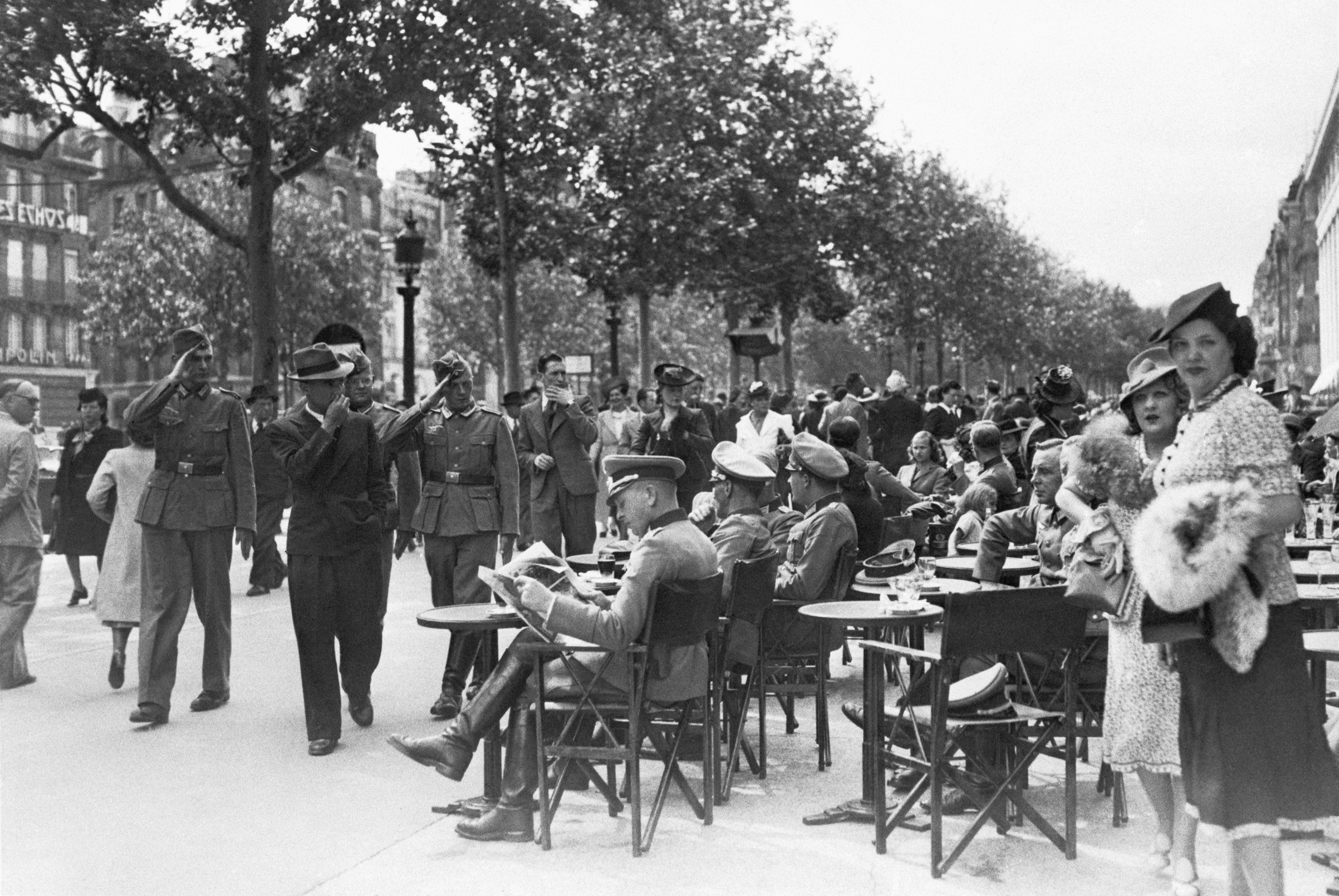 Parisians on the first Bastille Day under Nazi occupation, in 1940. (Bettmann/Getty Images)