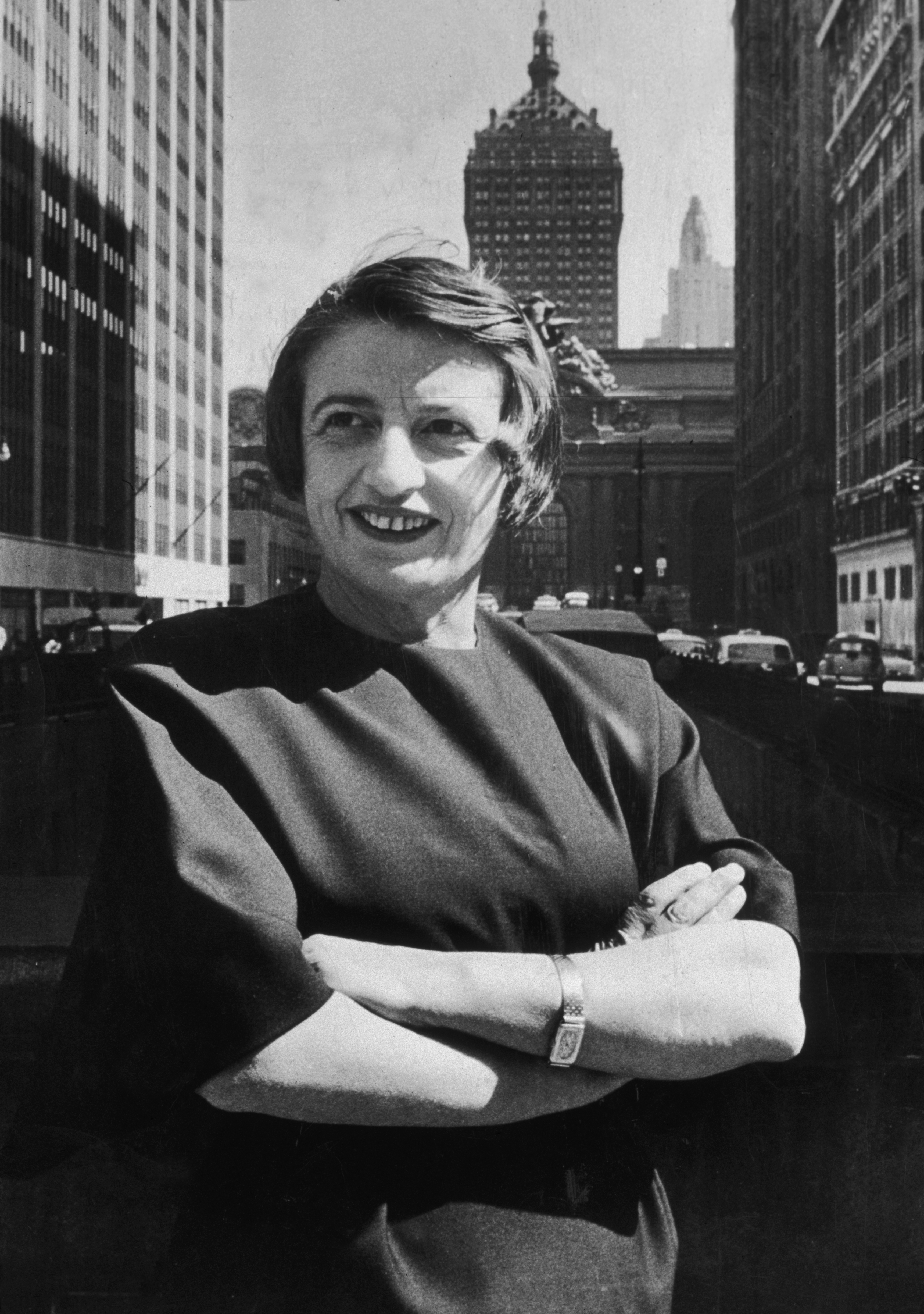 Ayn Rand in front of Grand Central in midtown Manhattan in 1957. (New York Times Co.—Getty Images)