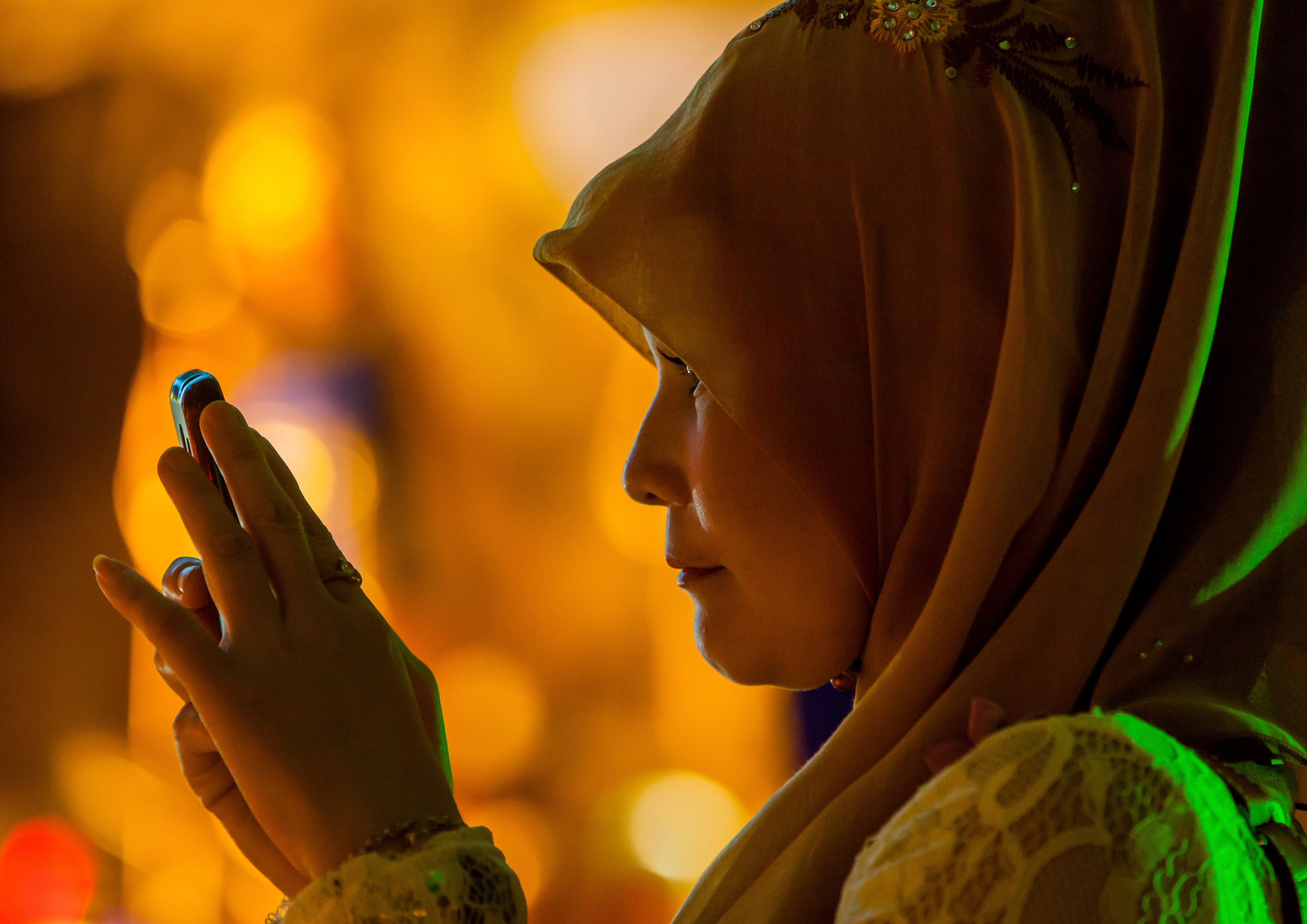 Malaysia, Southeast Asia, Kuala Lumpur, Muslim Woman In Annual Thaipusam Hindu Festival In Batu Cave