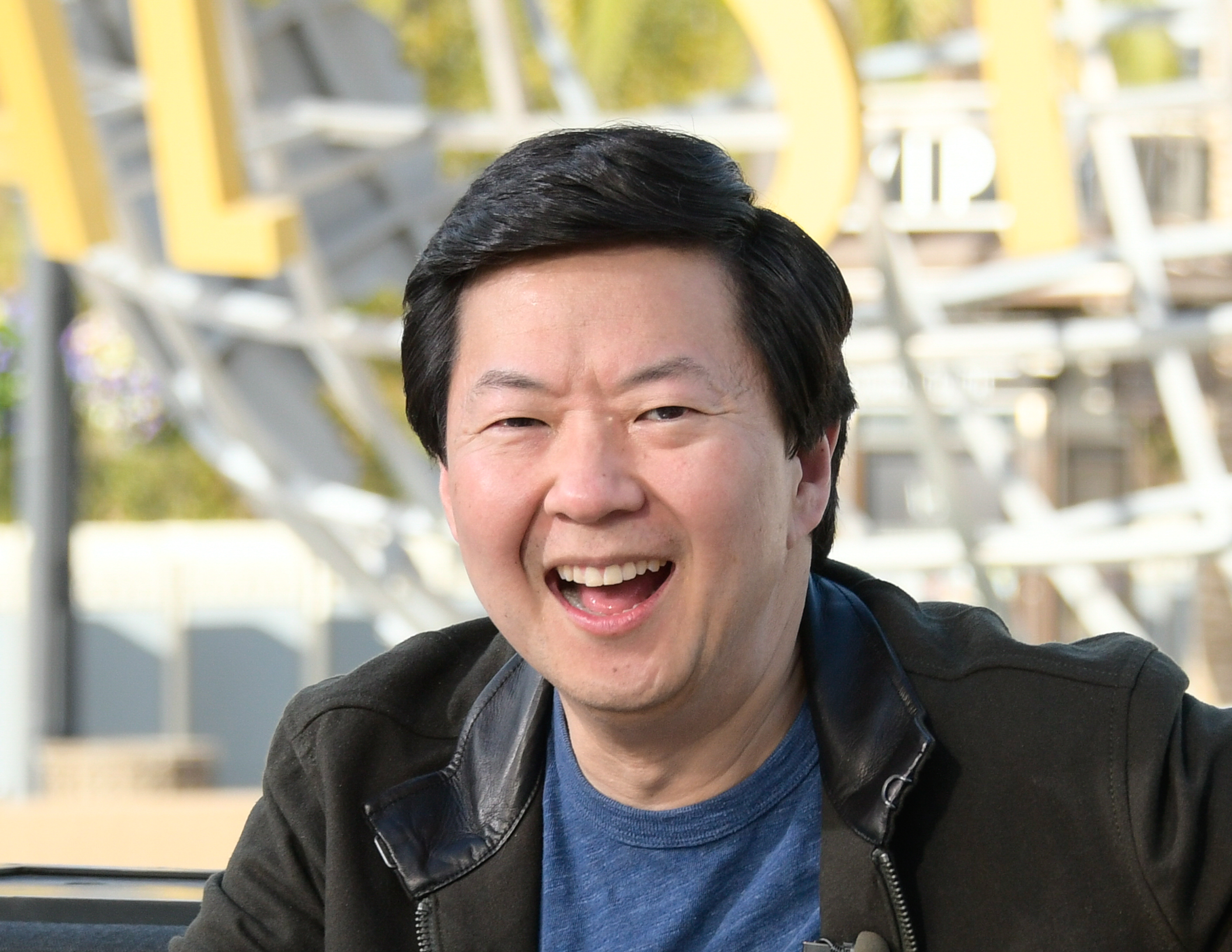 Ken Jeong visits "Extra" at Universal Studios Hollywood in Universal City, California on February 16, 2017. (Noel Vasquez—Getty Images)