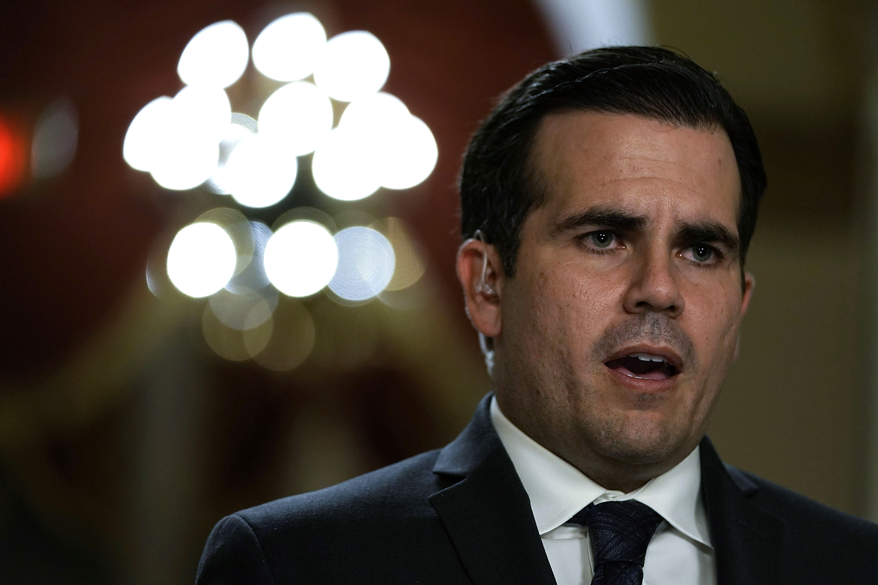 Puerto Rican Gov. Ricardo Rossello is interviewed by a TV channel after a House vote at the Capitol December 21, 2017 in Washington, DC. The House has passed a $81 billion emergency aid bill to help Texas, Florida, Puerto Rico and California  to rebuild after natural disasters this year. (Alex Wong&mdash;Getty Images)