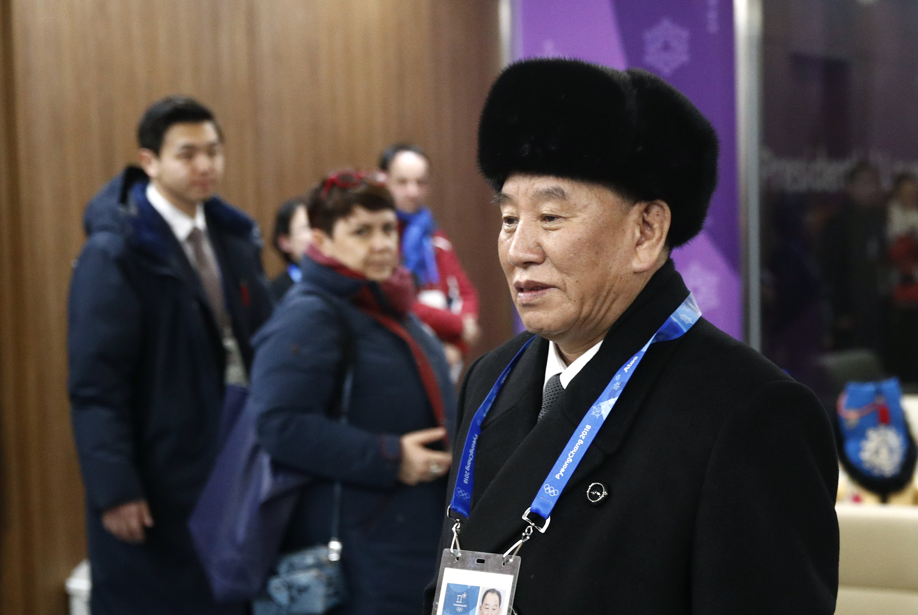 Kim Yong Chol, vice chairman of North Korea's ruling Workers' Party Central Committee, at the closing ceremony of the Pyeongchang 2018 Winter Olympic Games  on Feb. 25, 2018. (Patrick Semansky—AFP/Getty Images)