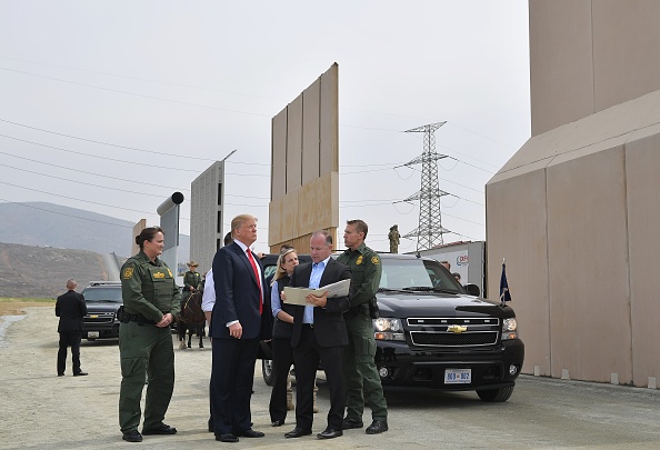 President Donald Trump inspects border wall prototypes in California in 2018. (Getty) (AFP Contributor—AFP/Getty Images)