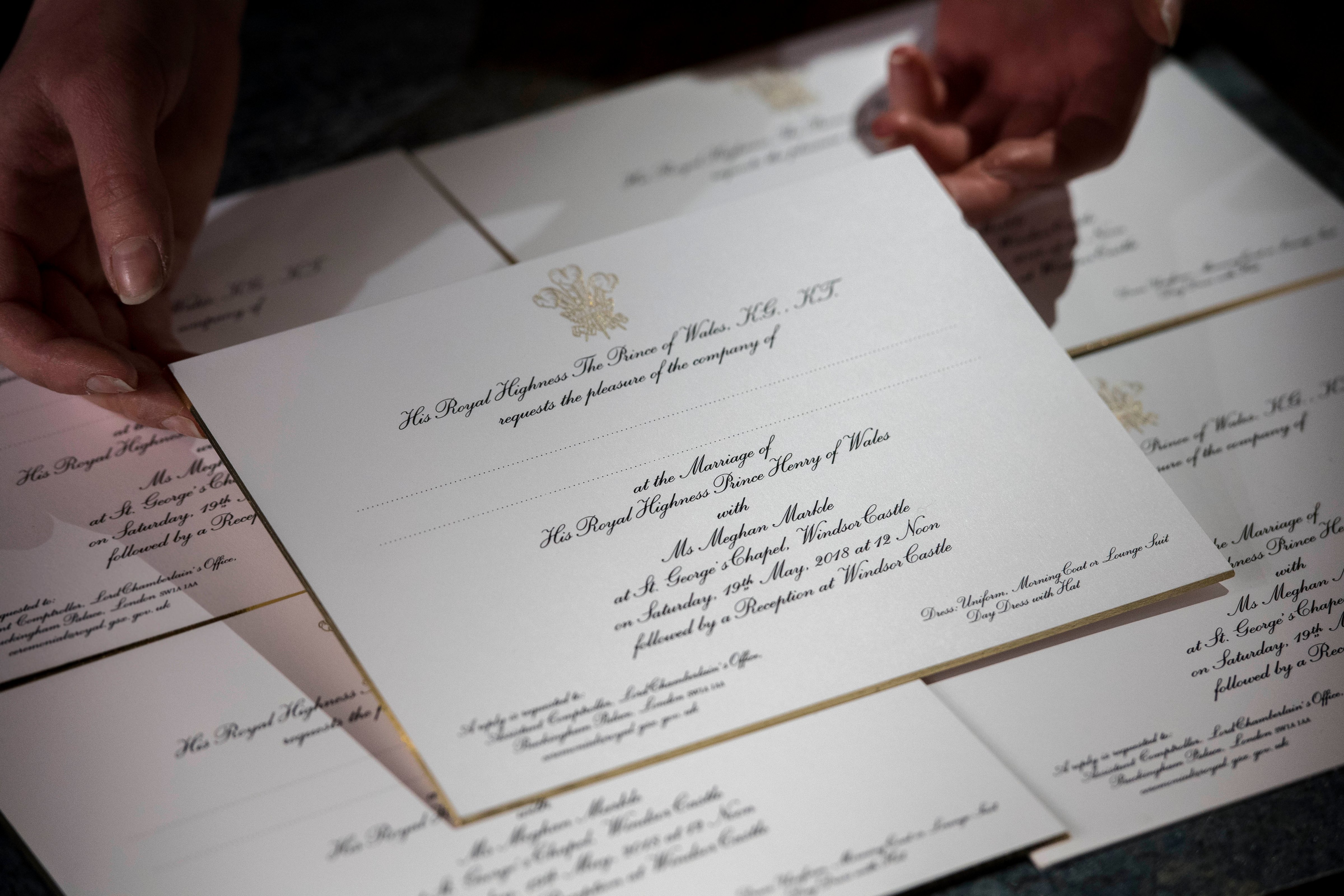 Prince Harry and Meghan Markle's wedding invitation. (Victoria Jones/WPA Pool—Getty Images)