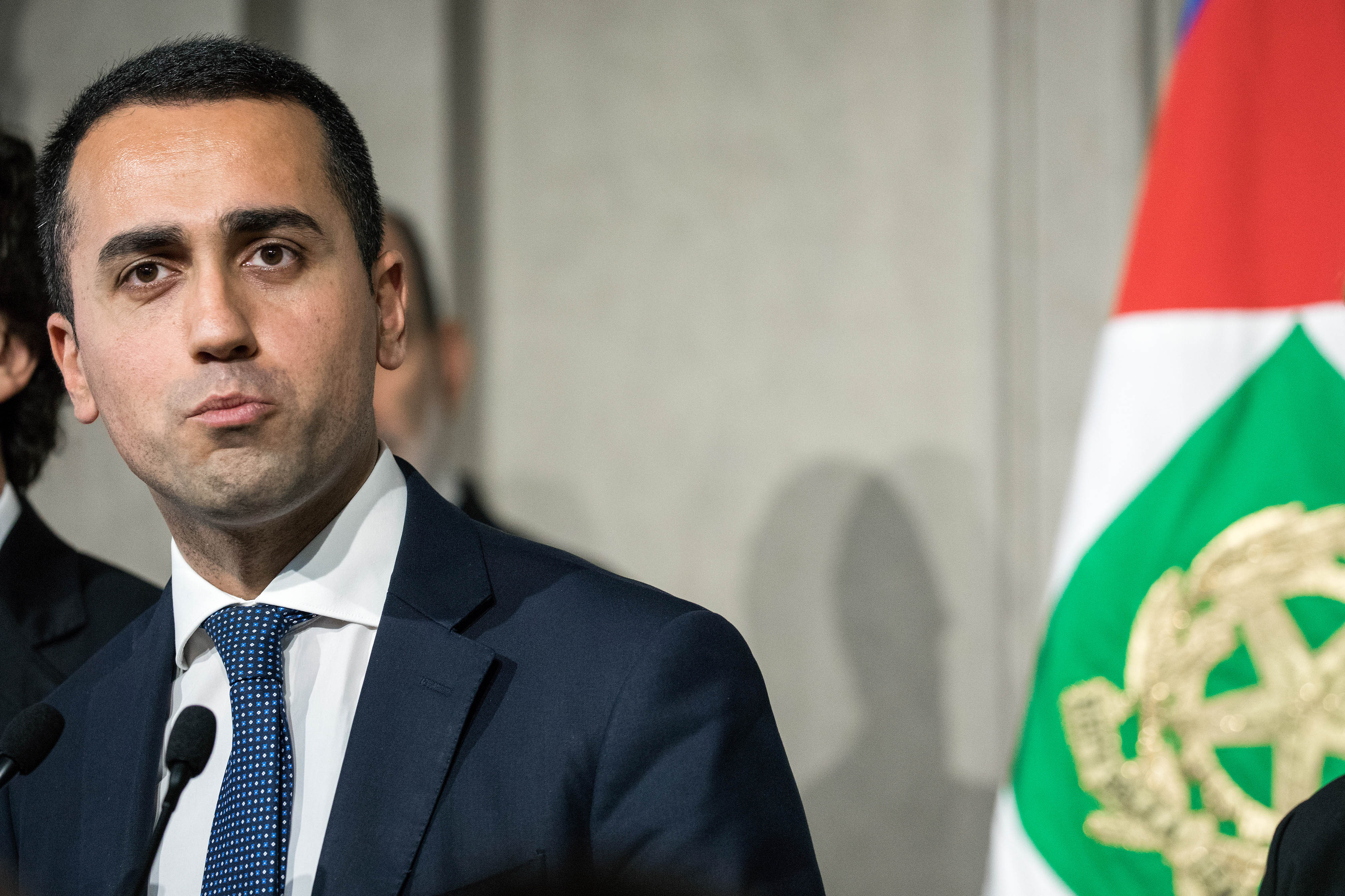 Luigi Di Maio, leader of the Five Star Movement, speaks at a news conference following a meeting with Italy's President Sergio Mattarella at the Quirinale Palace in Rome, Italy, on Monday, May 14, 2018. (Bloomberg—Bloomberg via Getty Images)