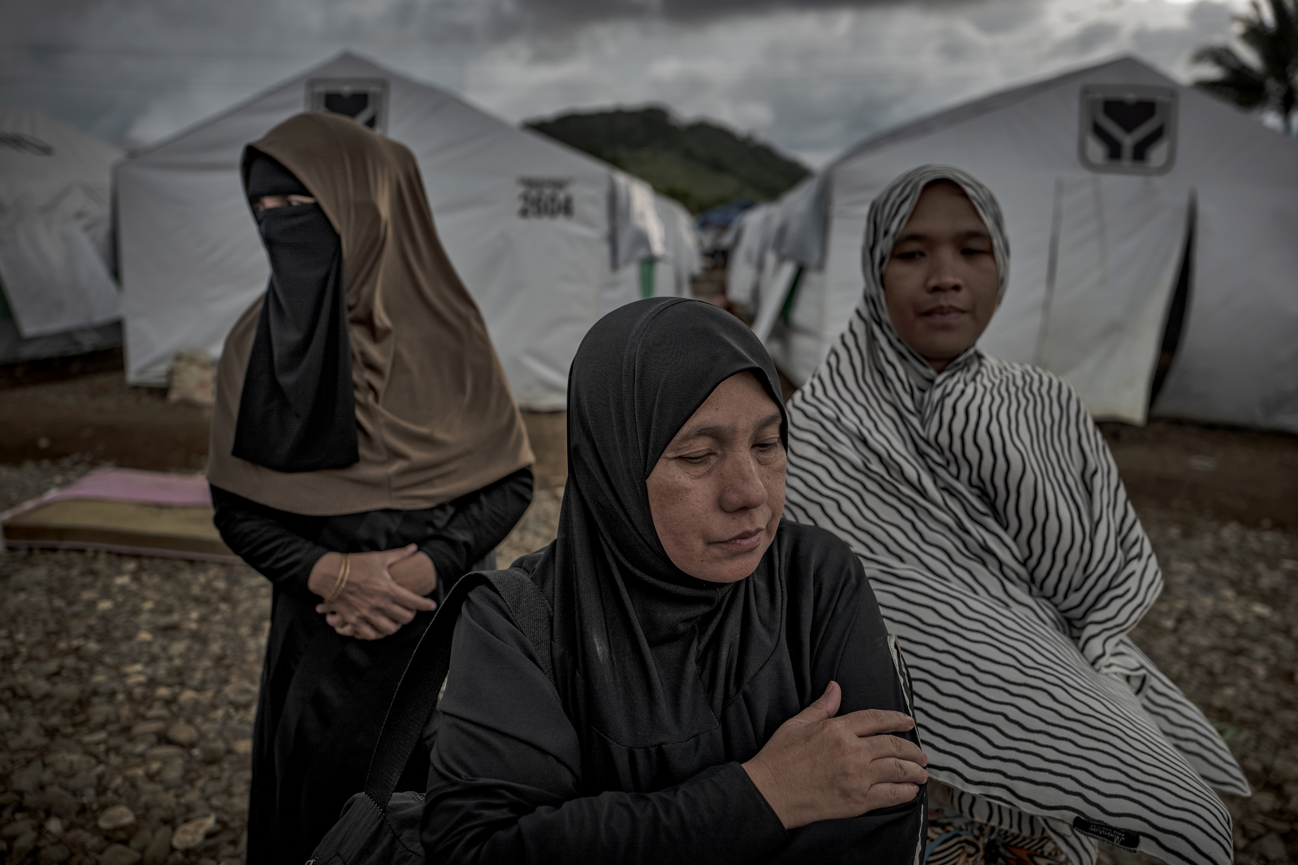 Displaced Marawi residents shelter inside a makeshift tent area on May 14, 2018 in Marawi, Philippines. (Jes Aznar—Getty Images)