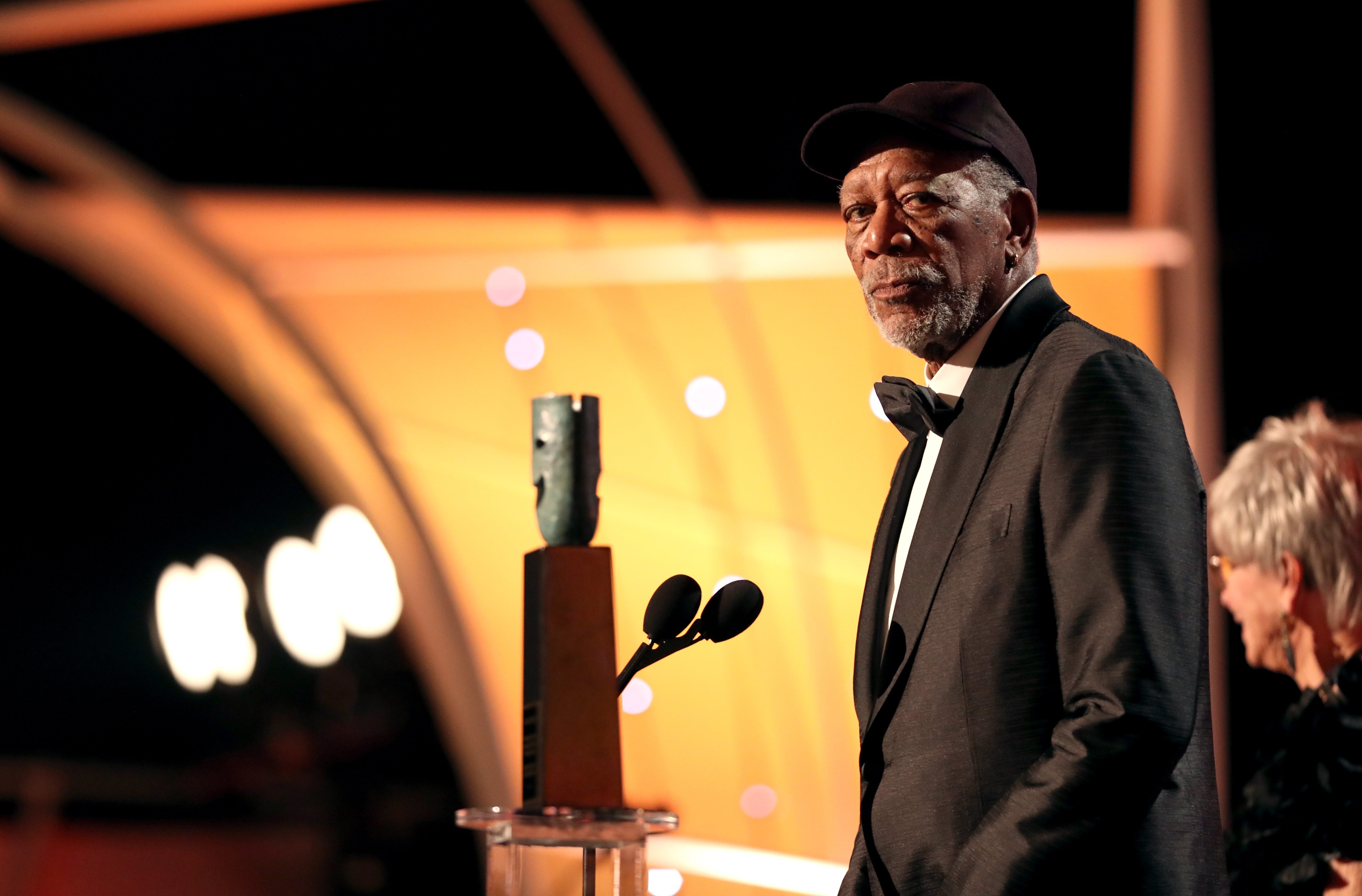 Morgan Freeman accepts the Life Achievement Award onstage during the Screen Actors Guild Awards on January 21, 2018. (Christopher Polk—Getty Images for Turner Image)