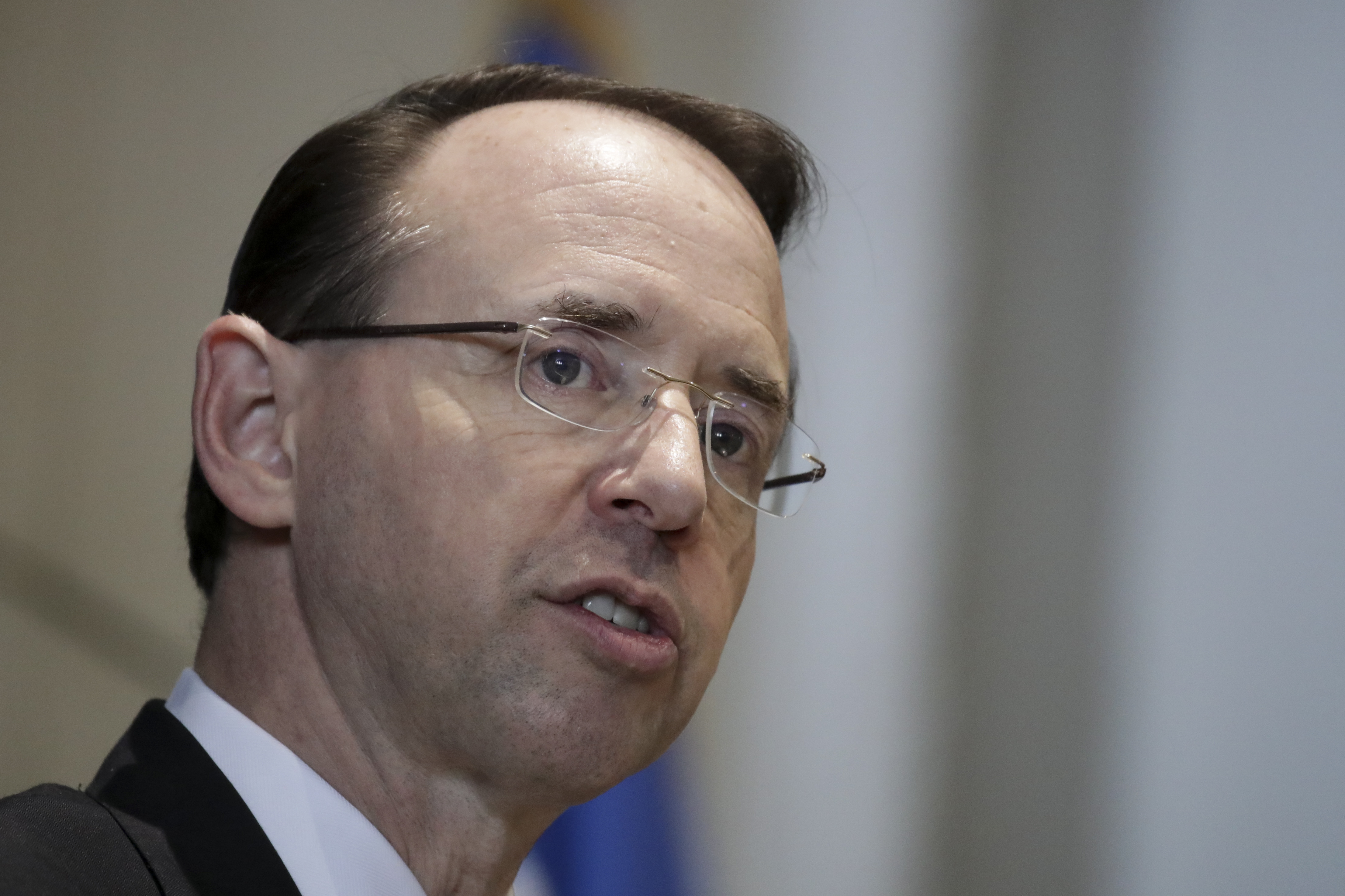 U.S. Deputy Attorney General Rod Rosenstein speaks at the New York City Bar Association's annual White Collar Crime Institute on May 9, 2018 in New York City. (Drew Angerer/Getty Images)