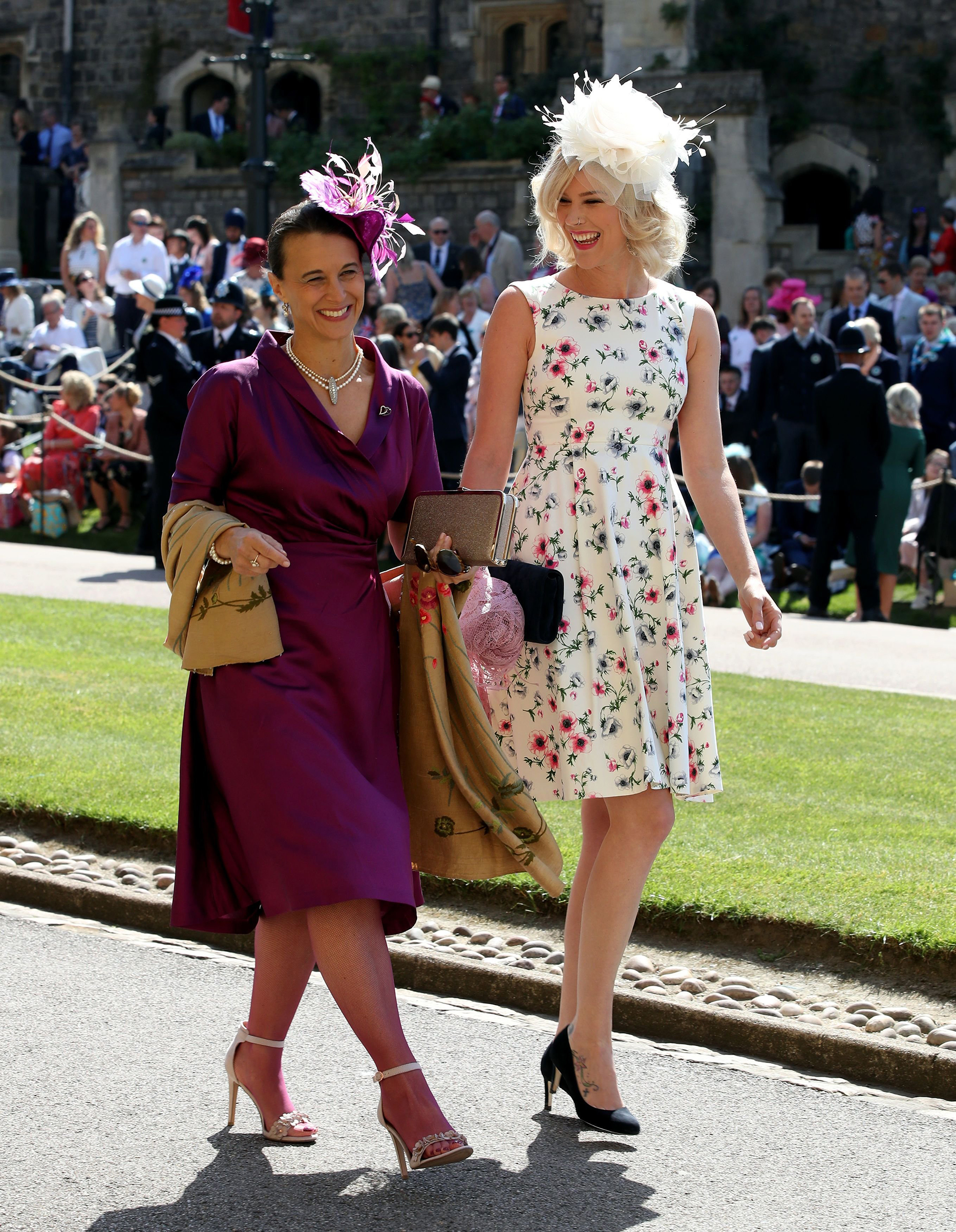 British singer Joss Stone (right) arrives for the wedding ceremony of Britain's Prince Harry and Meghan Markle at St George's Chapel, Windsor Castle, in Windsor, on May 19, 2018.