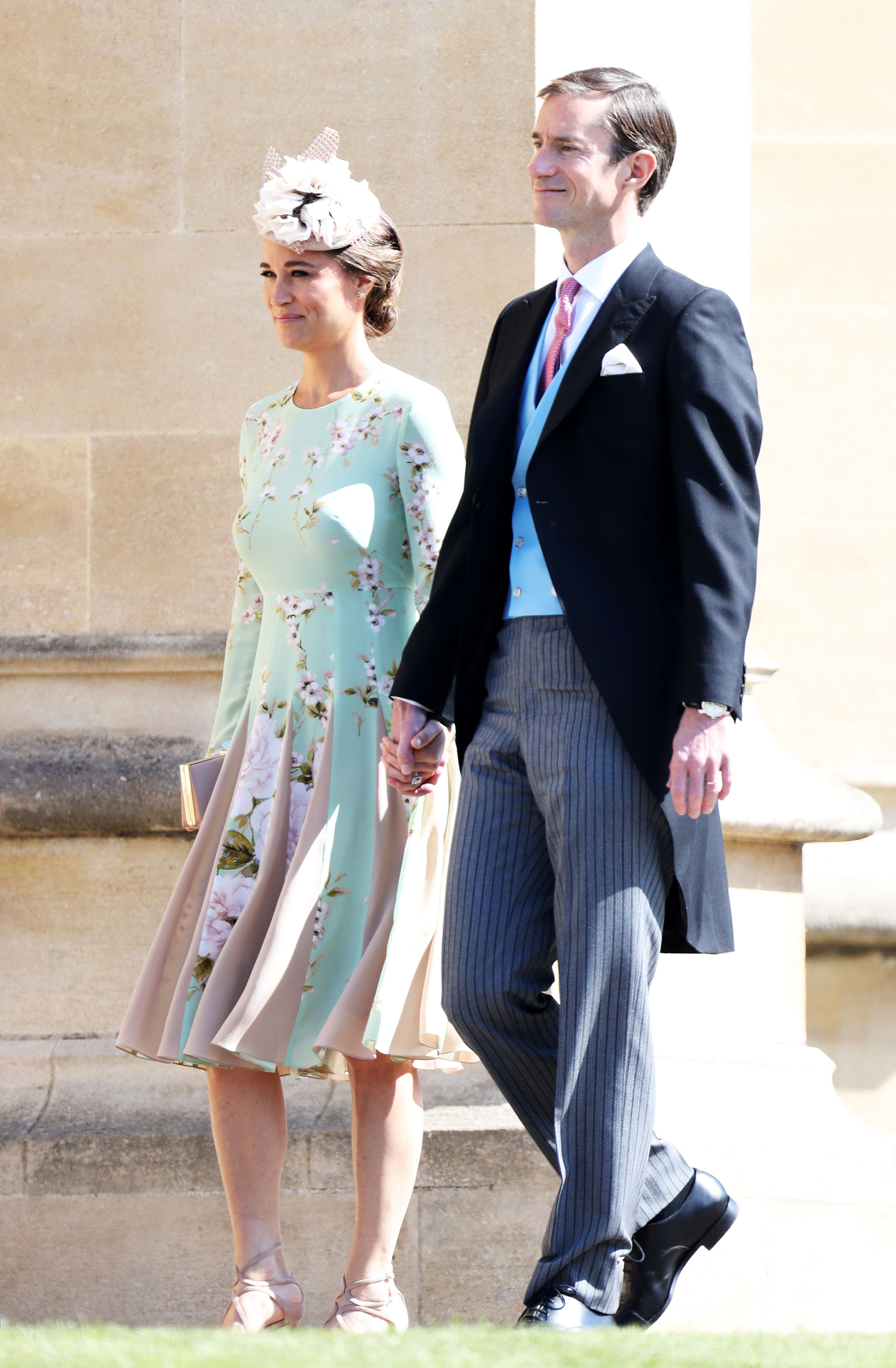 Pippa Middleton and James Matthews arrive at the wedding of Prince Harry and Meghan Markle at St George's Chapel, Windsor Castle on May 19, 2018.
