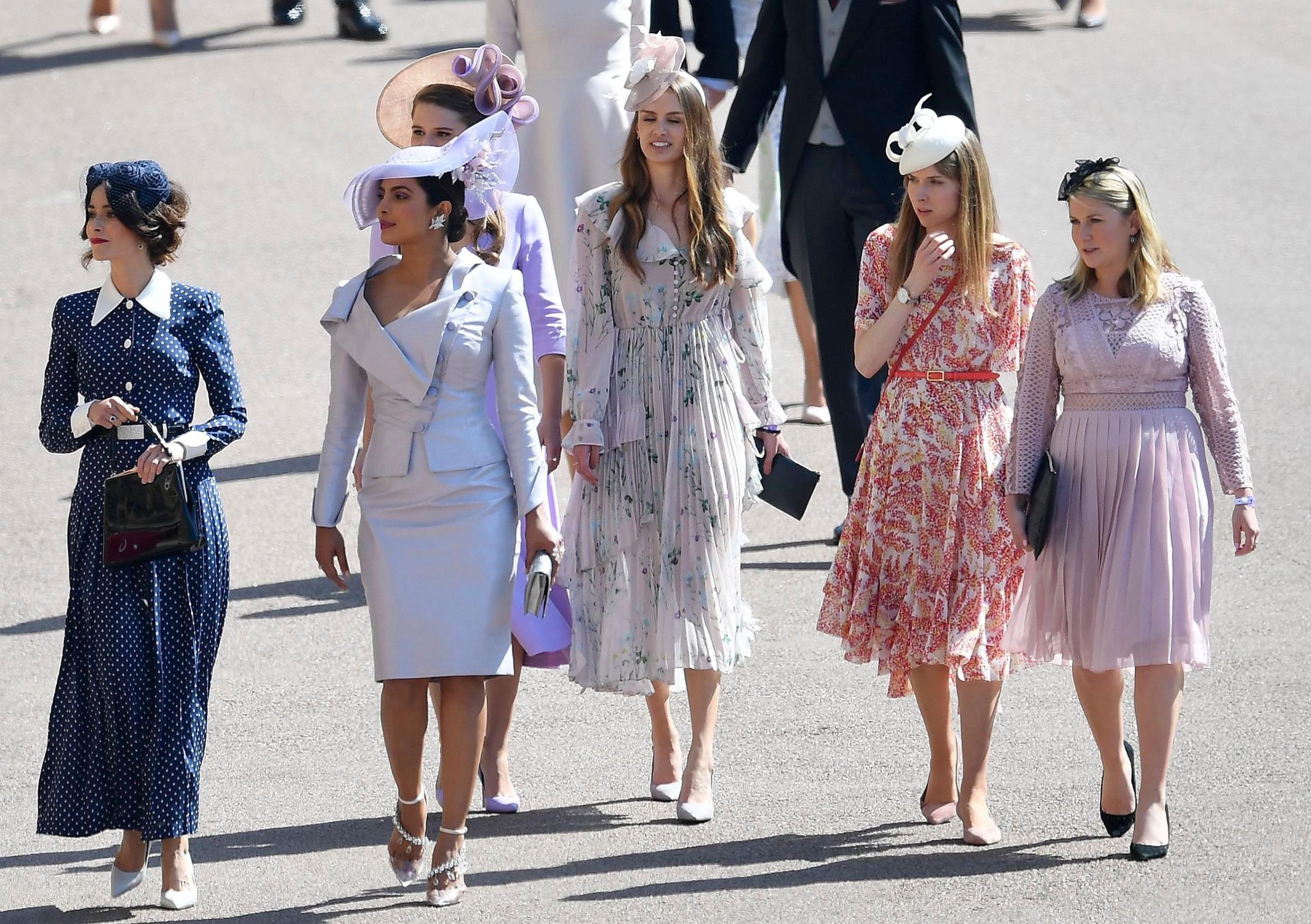 Priyanka Chopra (second from left) arrives for the royal wedding ceremony of Britain's Prince Harry and Meghan Markle at St George's Chapel in Windsor Castle, May 19, 2018.