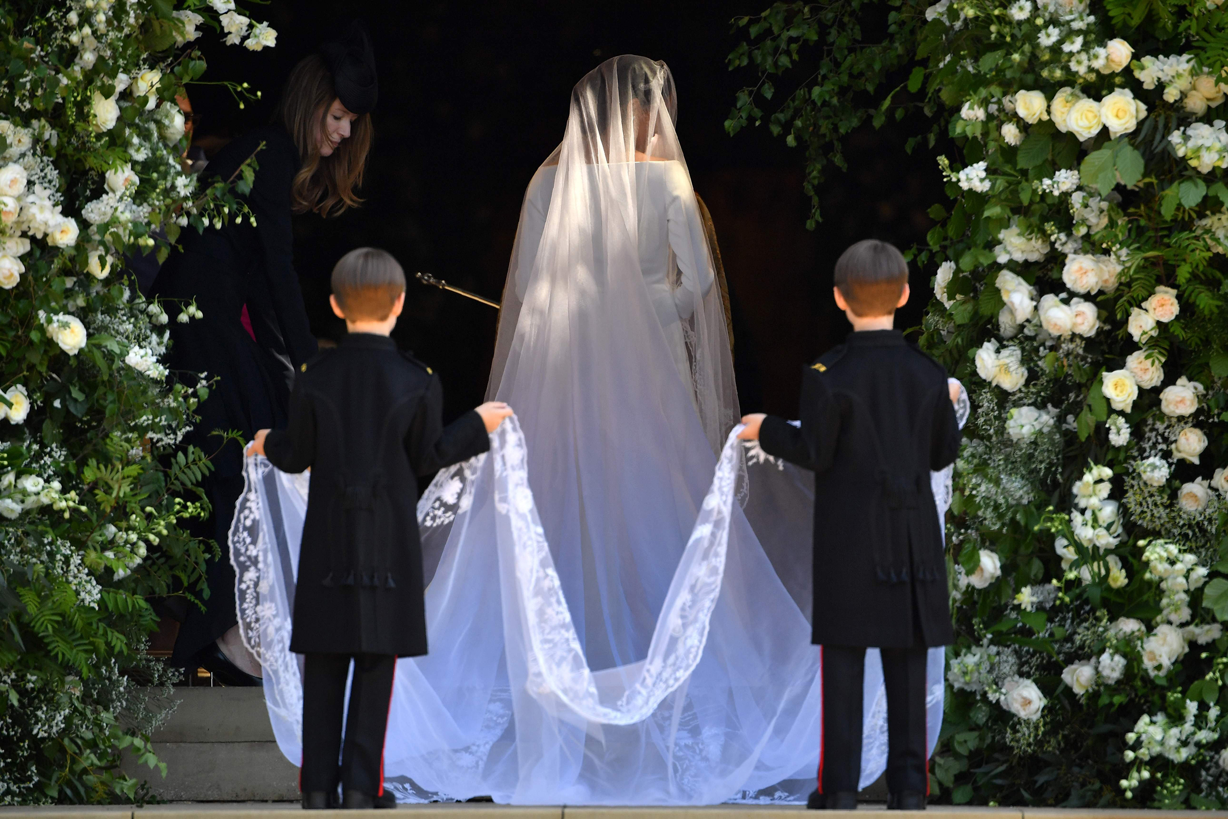 Meghan Markle arrives for the wedding ceremony to marry Britain's Prince Harry, Duke of Sussex, at St George's Chapel, Windsor Castle, May 19, 2018. (Ben Stall—AFP/Getty Images)