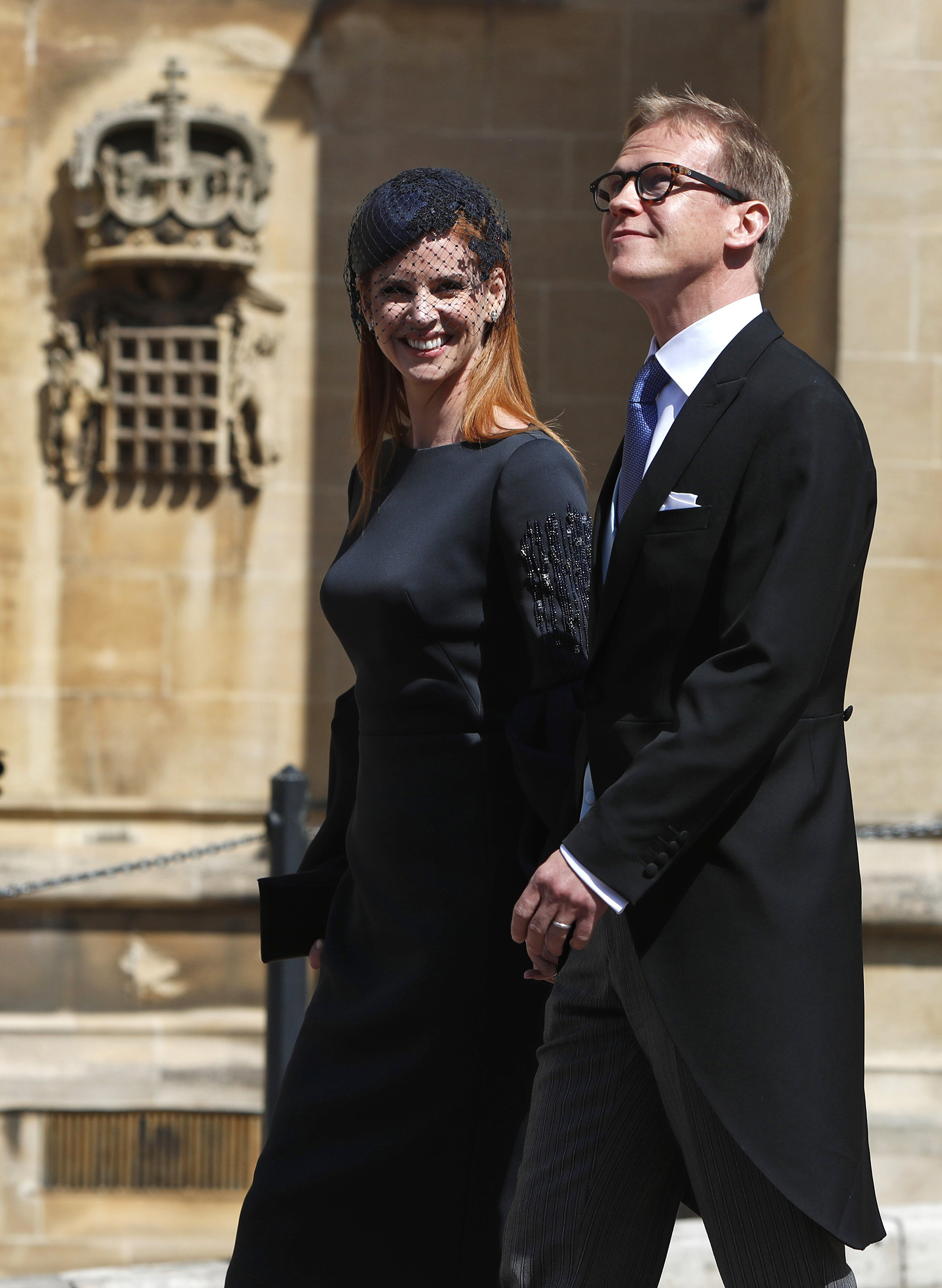 Sarah Rafferty and Santtu Seppala arrive for the wedding of Britain's Prince Harry, Duke of Sussex and Meghan Markle at St George's Chapel, Windsor Castle, in Windsor, on May 19, 2018.