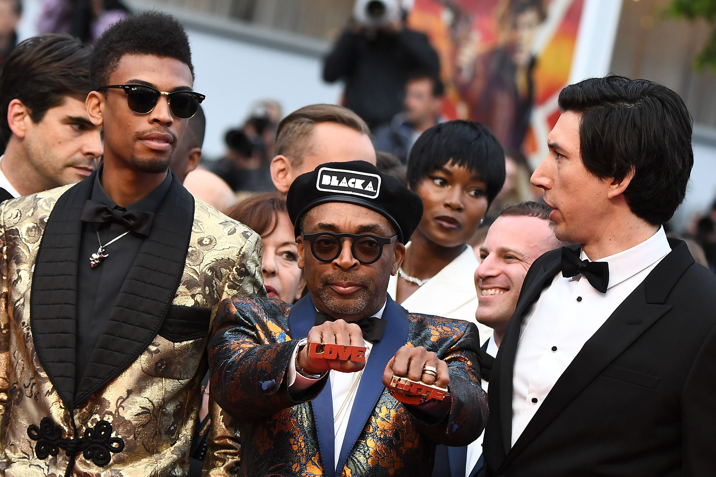 Director Spike Lee and actor Adam Driver, right, arrive for the screening of "BlacKkKlansman" at the Cannes Film Festival in southern France on May 14, 2018. (Anne-Christine Poujoulat—AFP/Getty Images)
