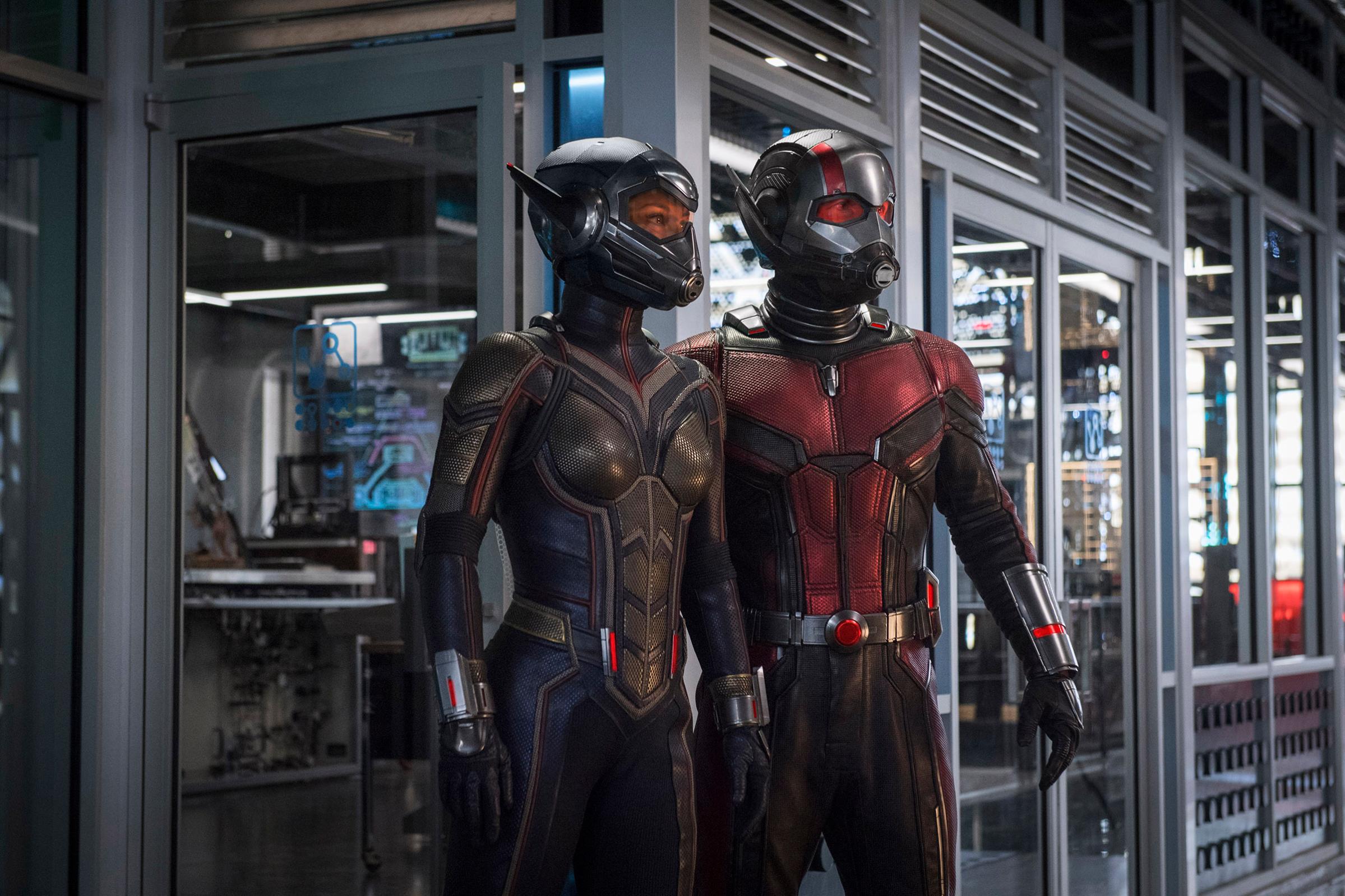 Paul Rudd and Evangeline Lilly in “Ant-Man and the Wasp”.