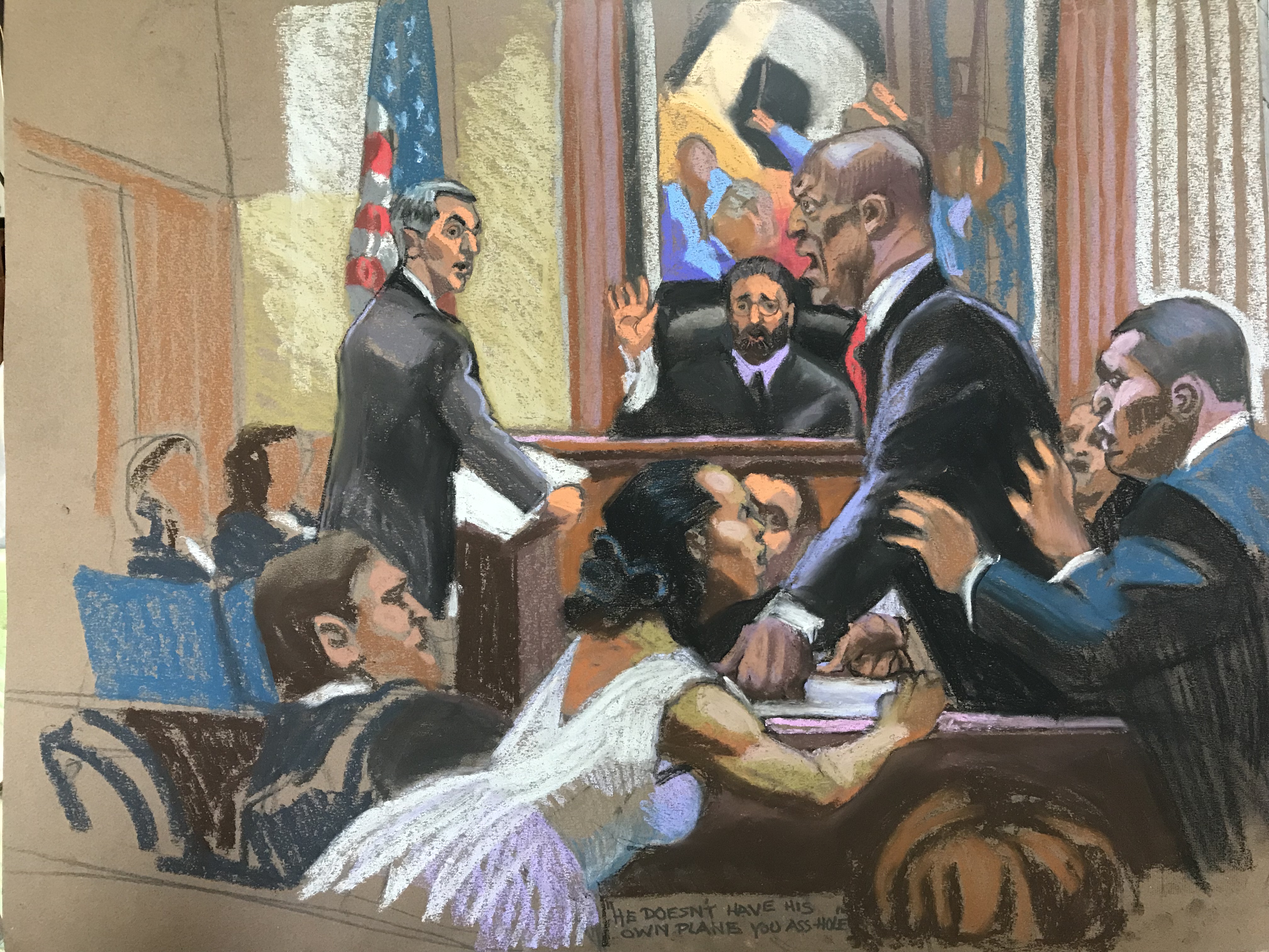 Christine Cornell's sketch of Bill Cosby in court in April.