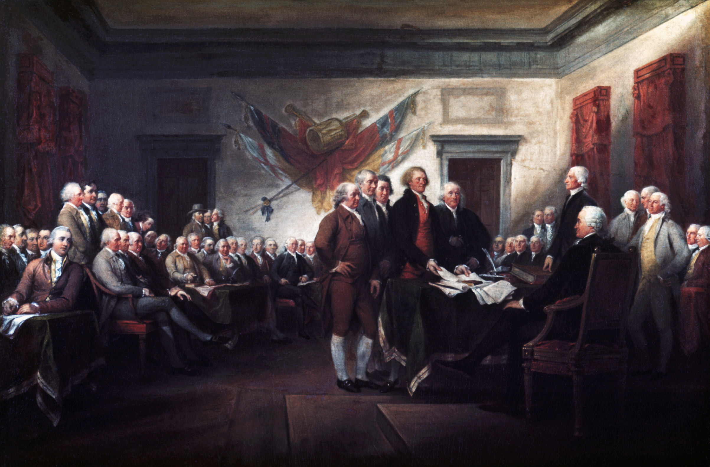 John Trumbull's The <i>Declaration of Independence, July 4, 1776</i>, commissioned in 1817. (Francis G. Mayer/Corbis/VCG—Getty Images)