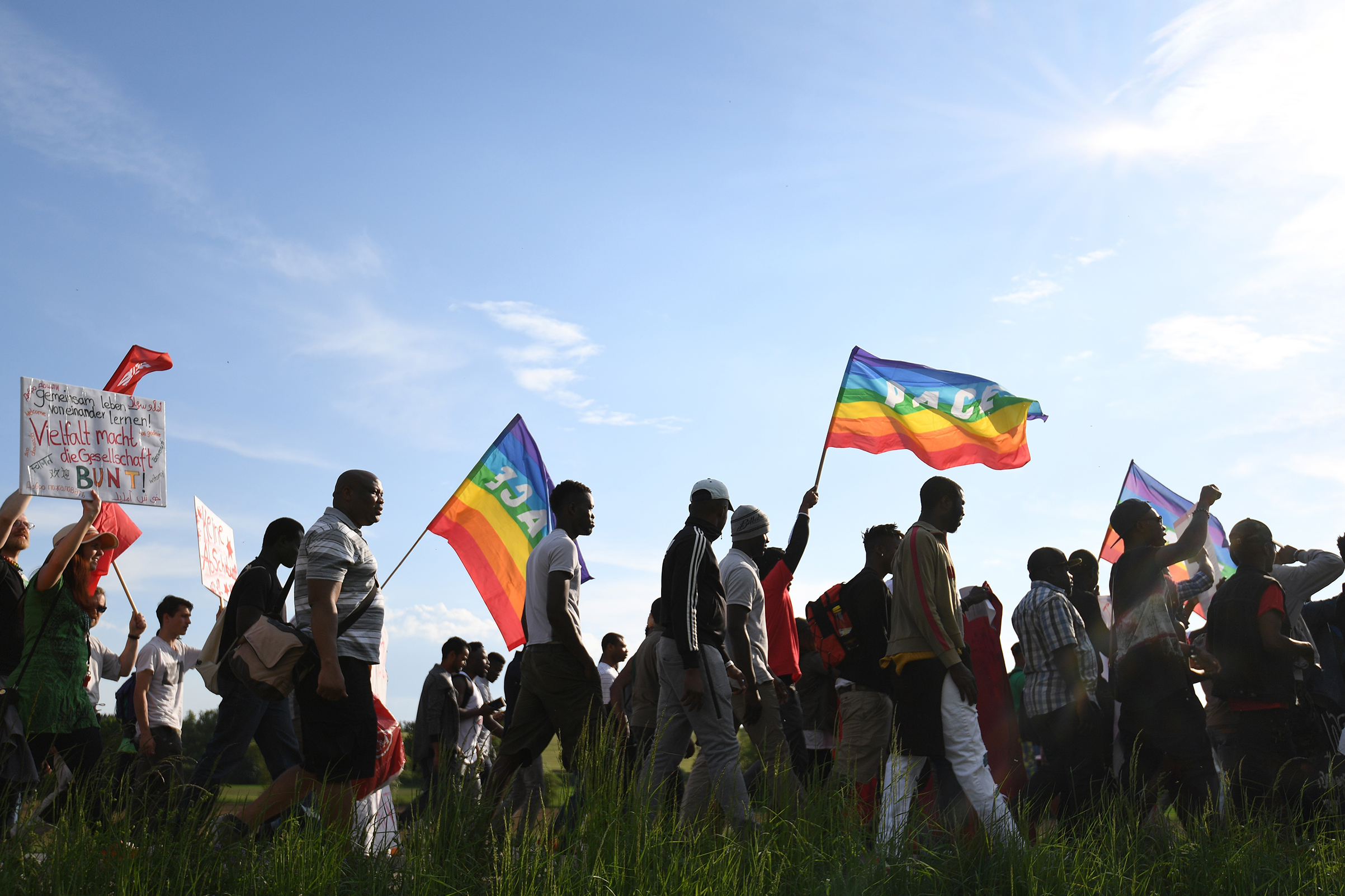 Refugees and activists march in the German town of Ellwangen on May 9 (Andreas Gebert—Getty Images)
