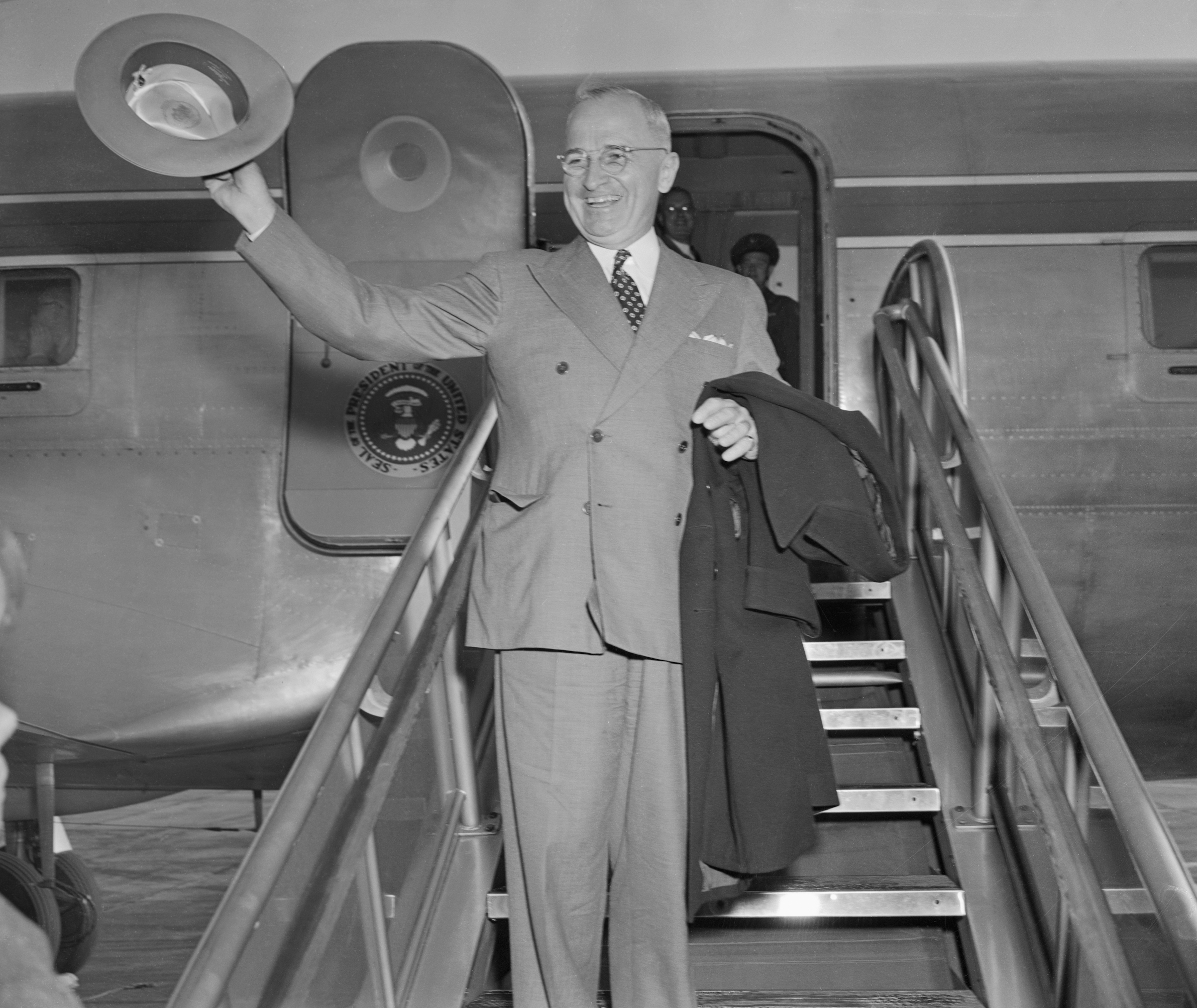 President Truman at Washington National Airport in 1948. (Bettmann/Getty Images)
