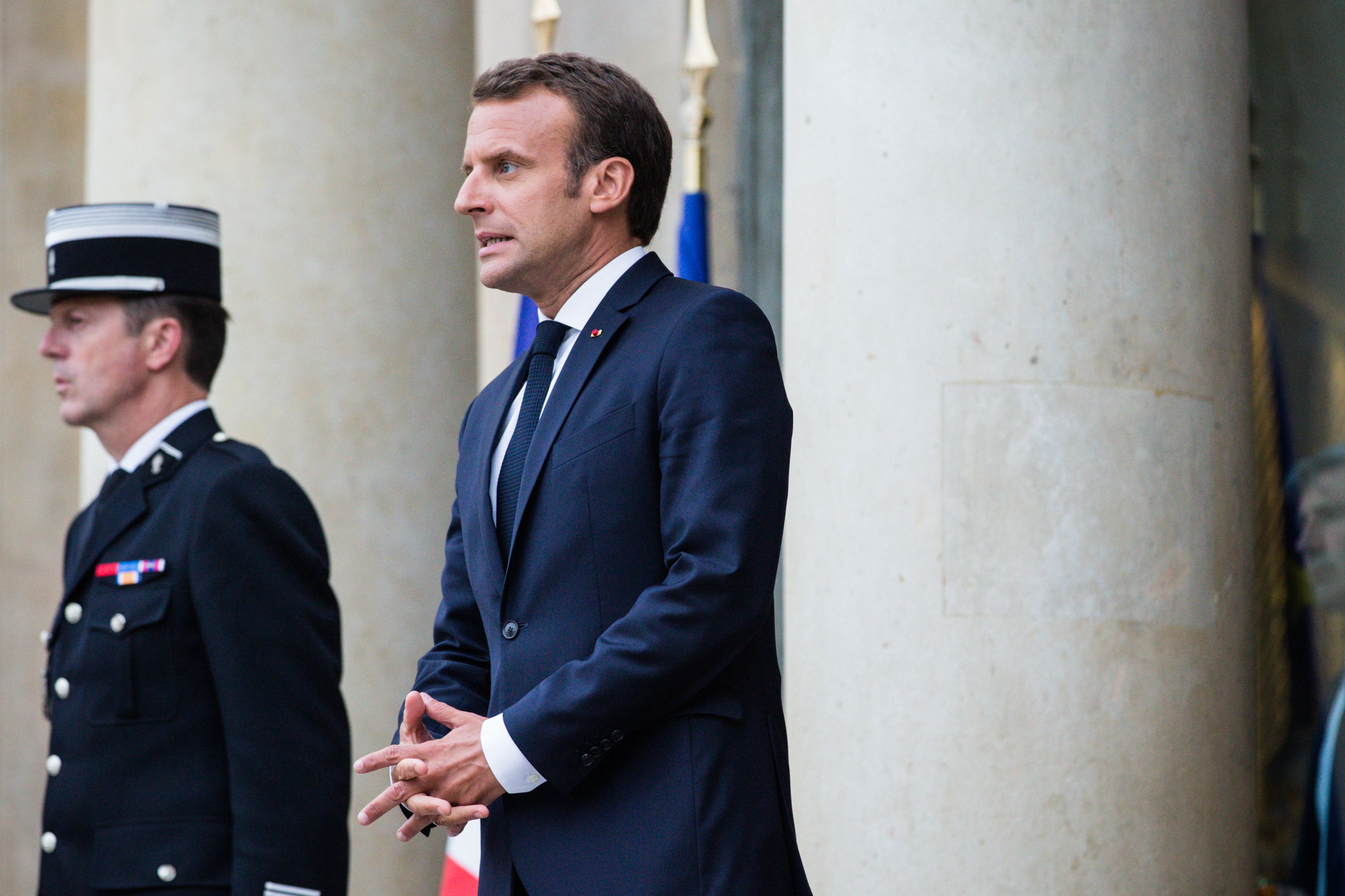 French President Emmanuel Macron Receives Israel's Prime Minister Benjamin Netanyahu  At Elysee Palace In Paris