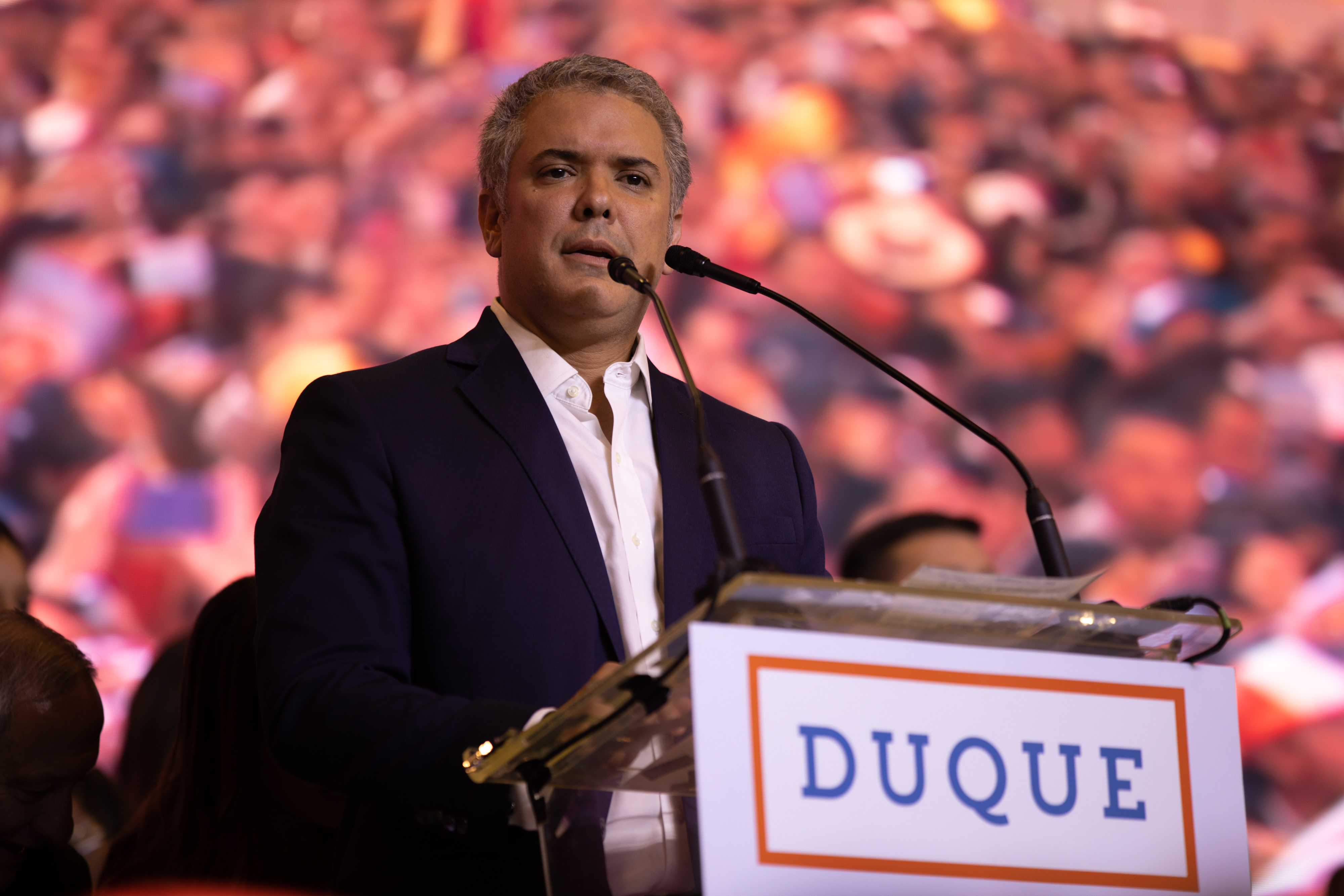 Ivan Duque, Colombia's president-elect, speaks during an election event at the party's headquarters in Bogota, Colombia, on Sunday, June 17, 2018. (Tomas Ayuso—Bloomberg via Getty Images)