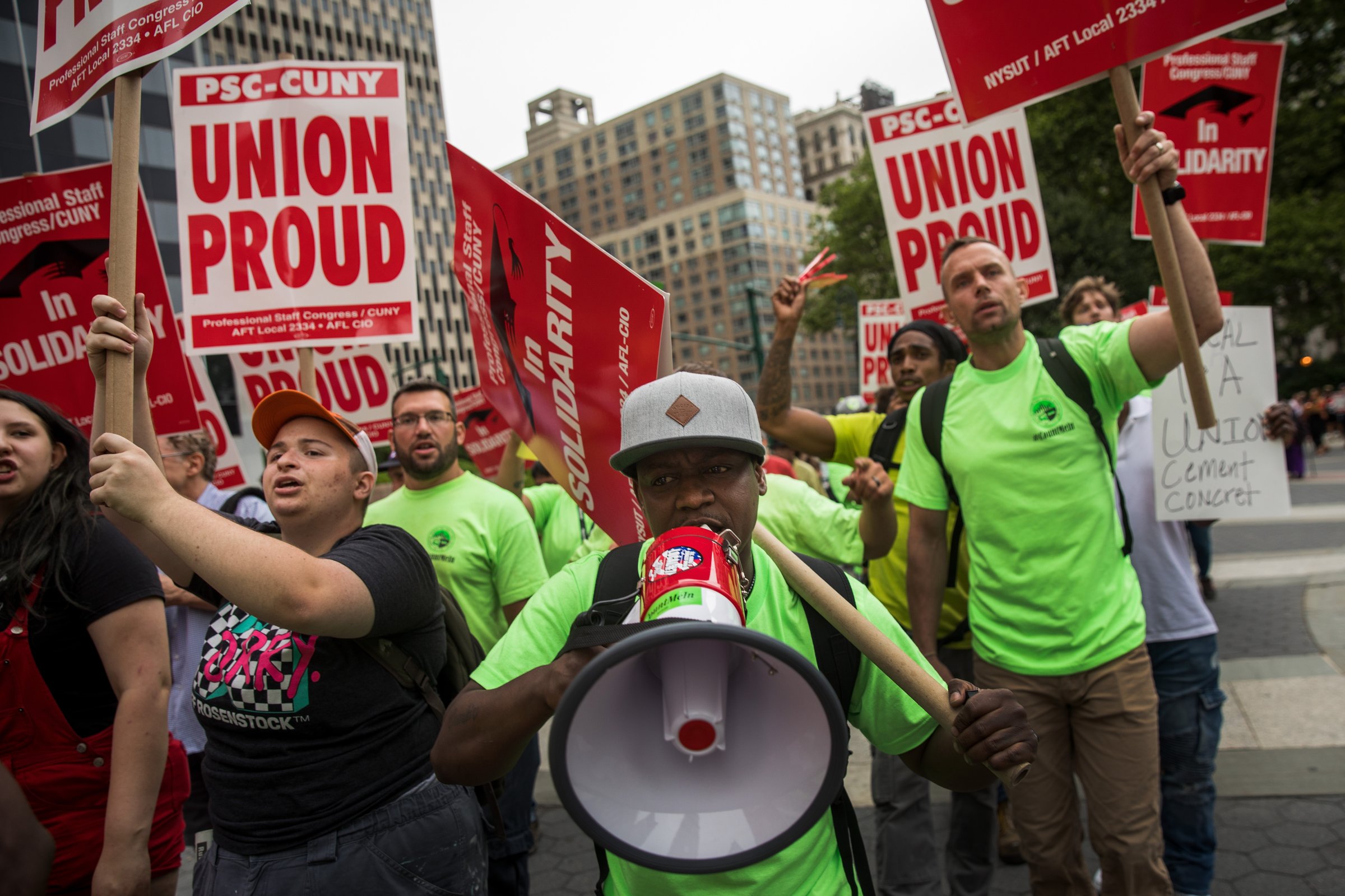 Union Activists Protest Supreme Court Janus v. AFSCME Decision In New York