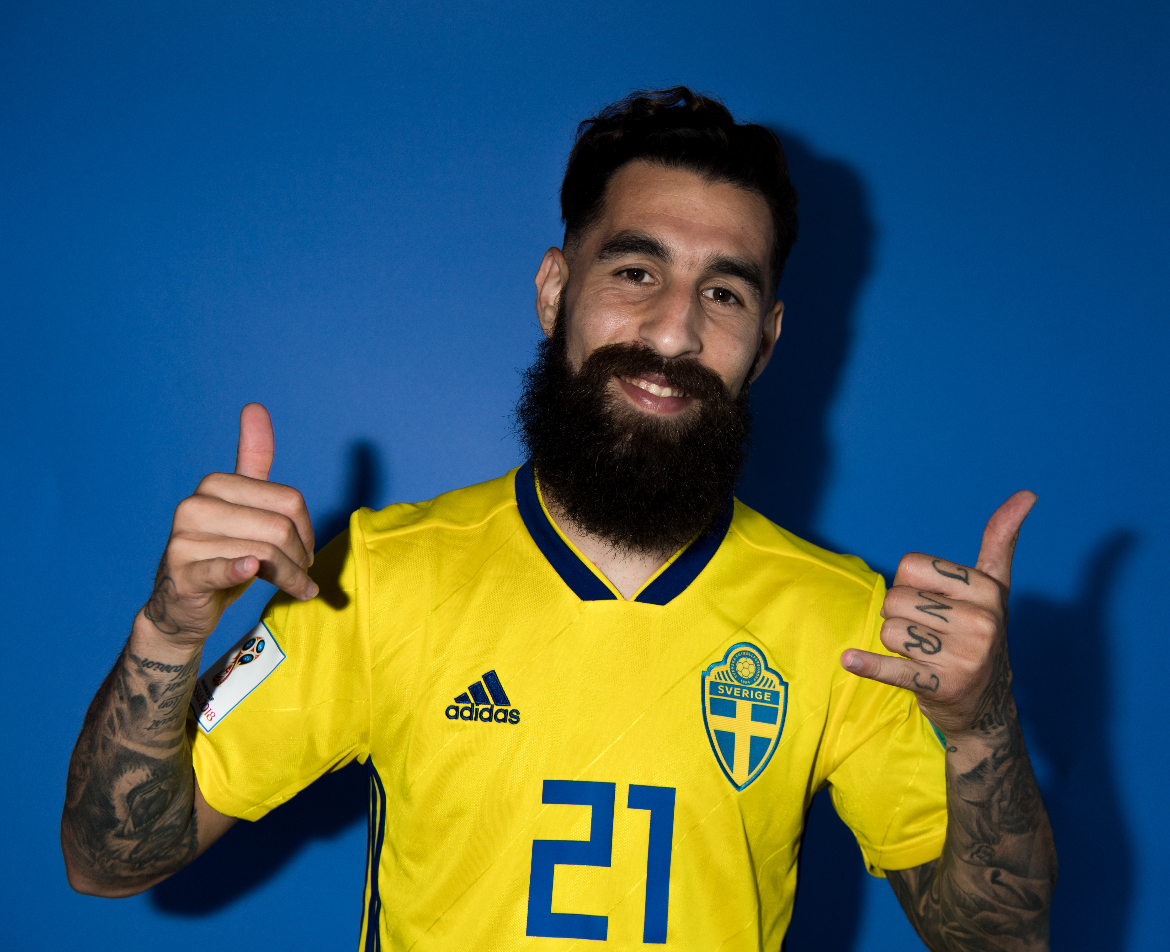Jimmy Durmaz of Sweden poses for a photograph during the official FIFA World Cup 2018 portrait session at  on June 13, 2018 in Gelendzhik, Russia. (Stuart Franklin - FIFA&mdash;FIFA via Getty Images)