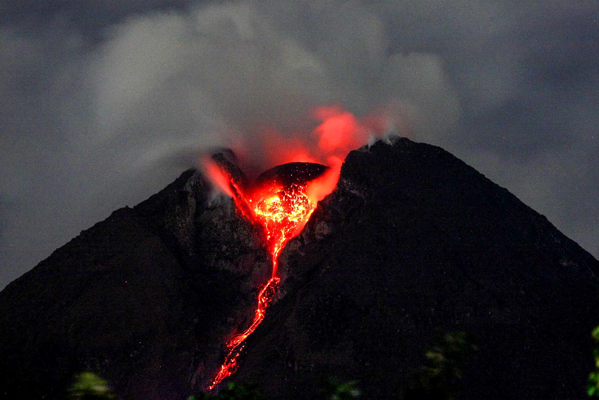 Mount Merapi Eruption Seen From Deles Village, Klaten, Java, Indonesia