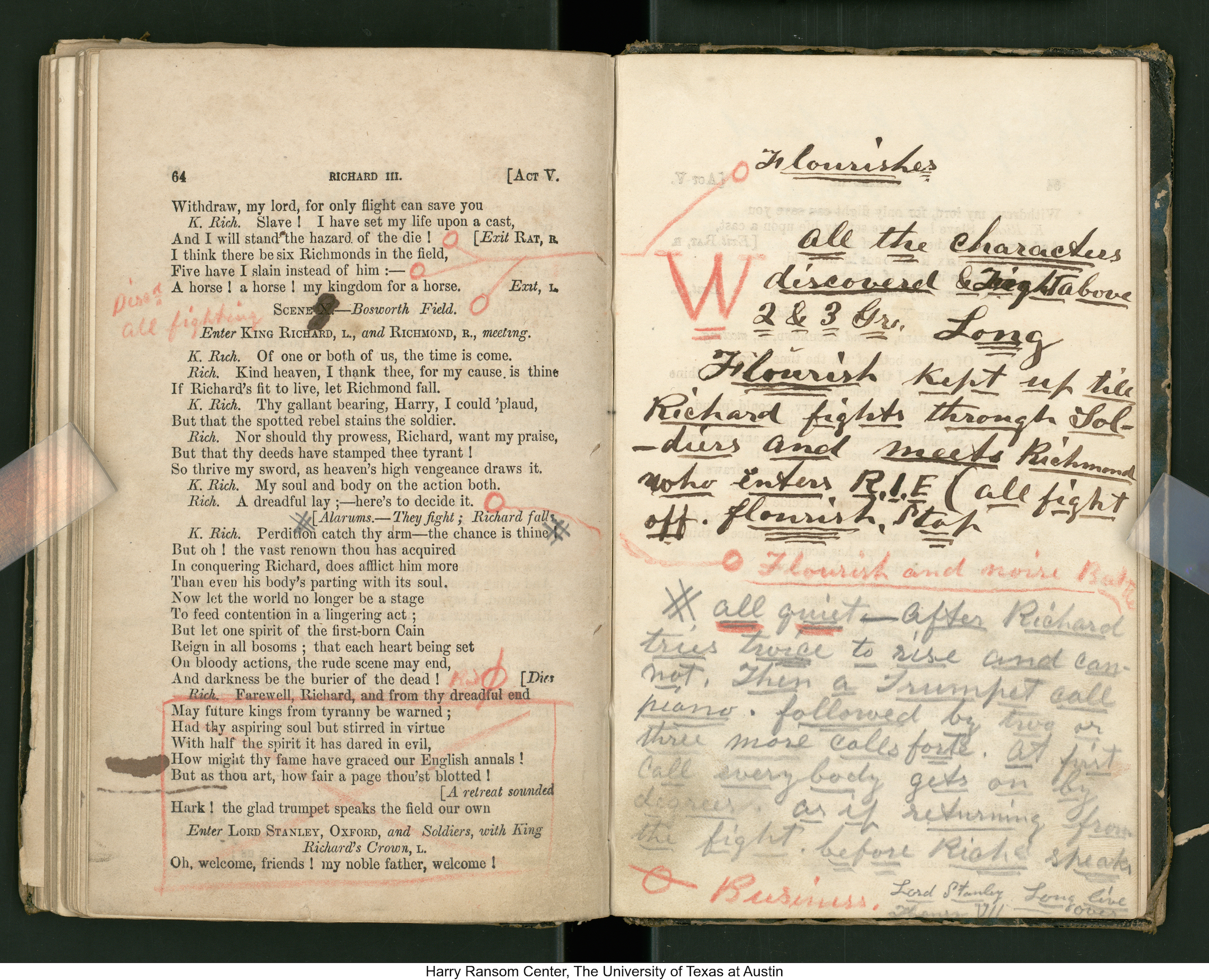 John Wilkes Booth’s promptbook for Richard III, ca. 1861–1864. Manuscripts Collection, Harry Ransom Center. (Harry Ransom Center)