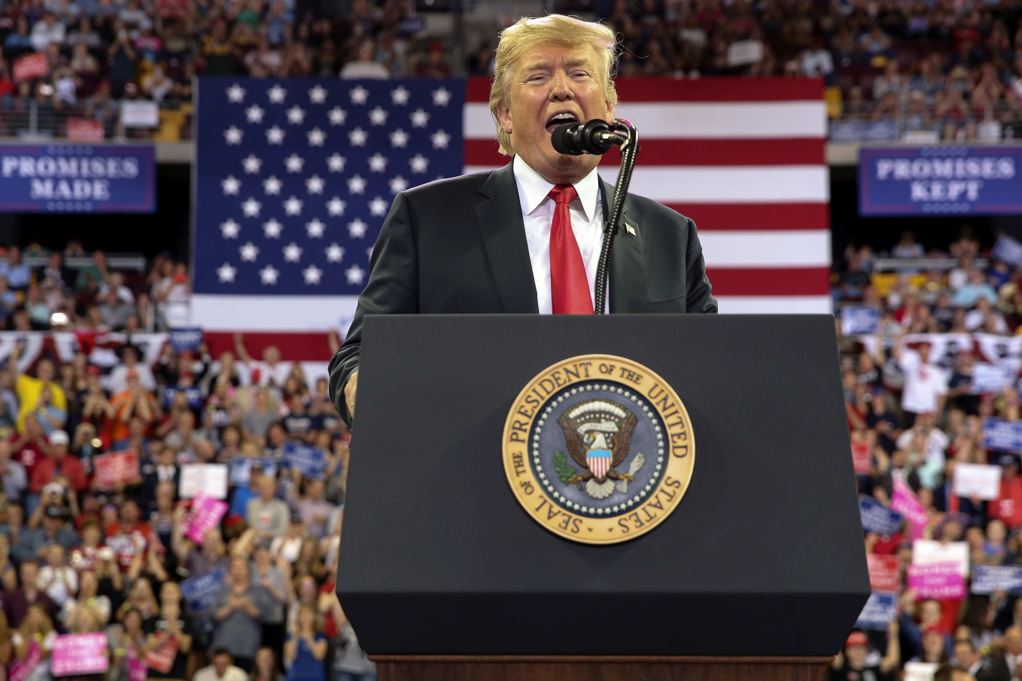 President Donald Trump at a rally with supporters in Duluth, Minnesota on June 20, 2018. (Jonathan Ernst—Reuters)