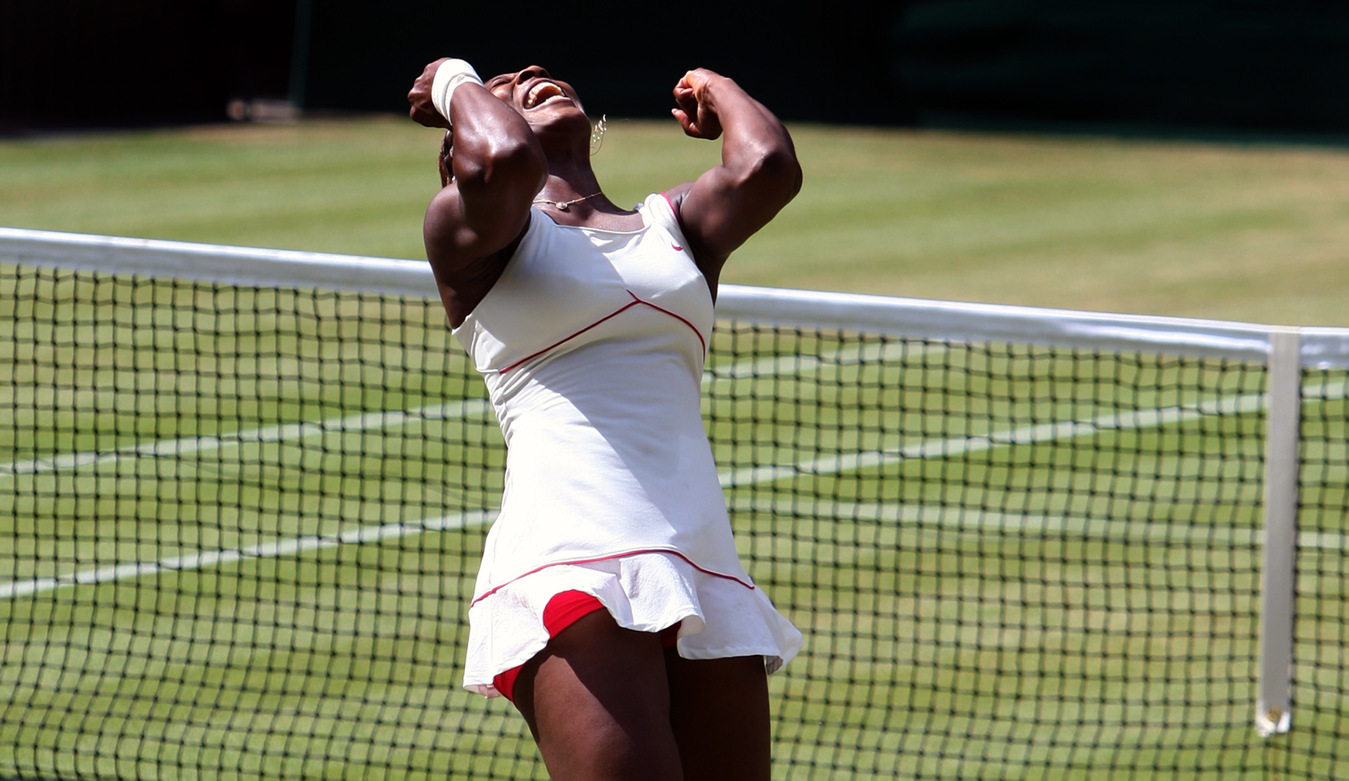USA's Serena Williams celebrates her victory over Russia's Vera Zvonareva in the Ladies Singles Final on Day Twelve of the 2010 Wimbledon Championships at the All England Lawn Tennis Club, Wimbledon. (Photo by Andrew Milligan/PA Images via Getty Images) (Andrew Milligan - PA Images—PA Images via Getty Images)