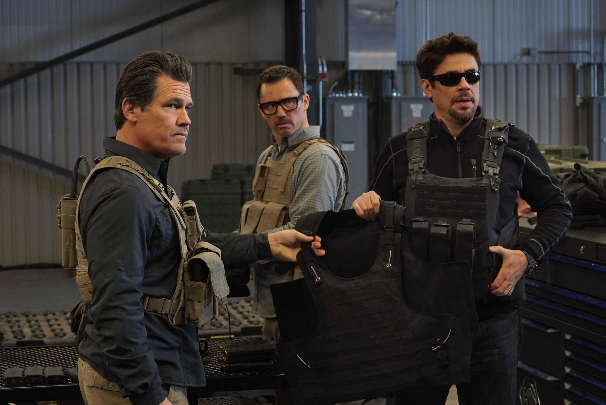 The manly men of Soldado: Josh Brolin, Jeffrey Donovan and Benicio del Toro (Lionsgate)