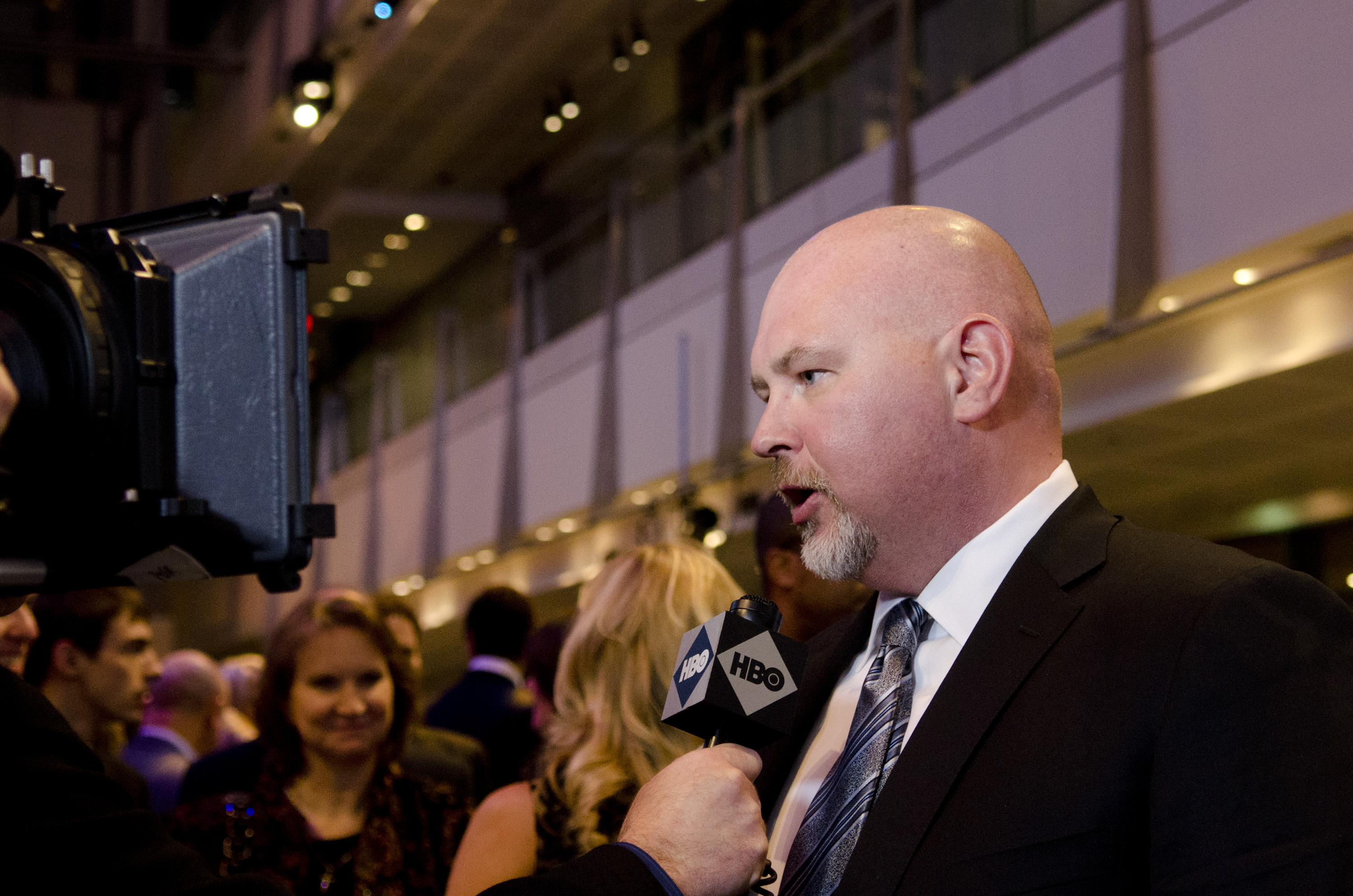 Steve Schmidt speaks with a reporter during the "Game Change" premiere at The Newseum on March 8, 2012 in Washington, DC. (Kris Connor&mdash;Getty Images)