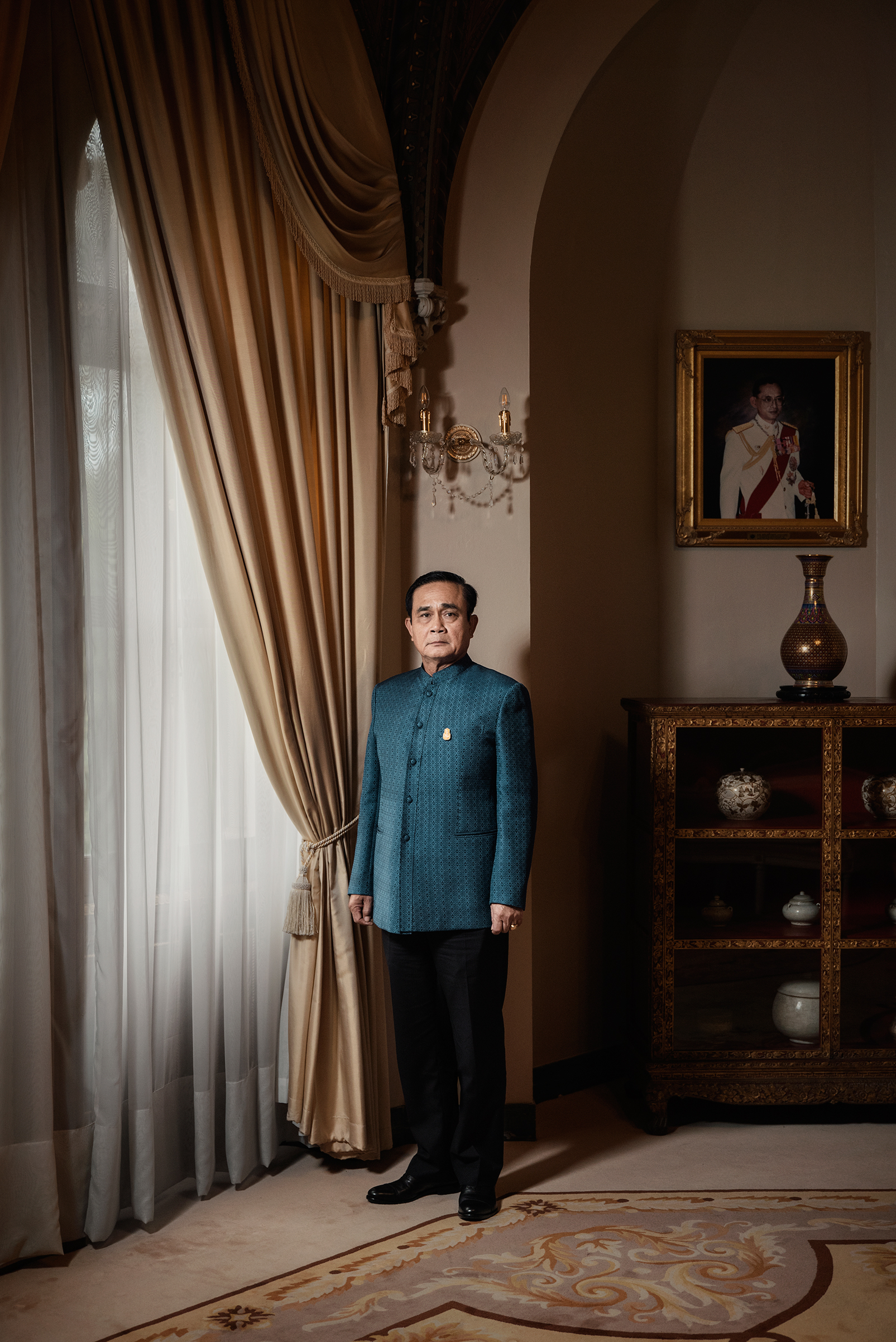 The Prime Minister of Thailand, Prayut Chan-o-cha, stands for a portrait at Government House in Bangkok, Thailand on Jun. 2, 2018. (Adam Ferguson for Time)