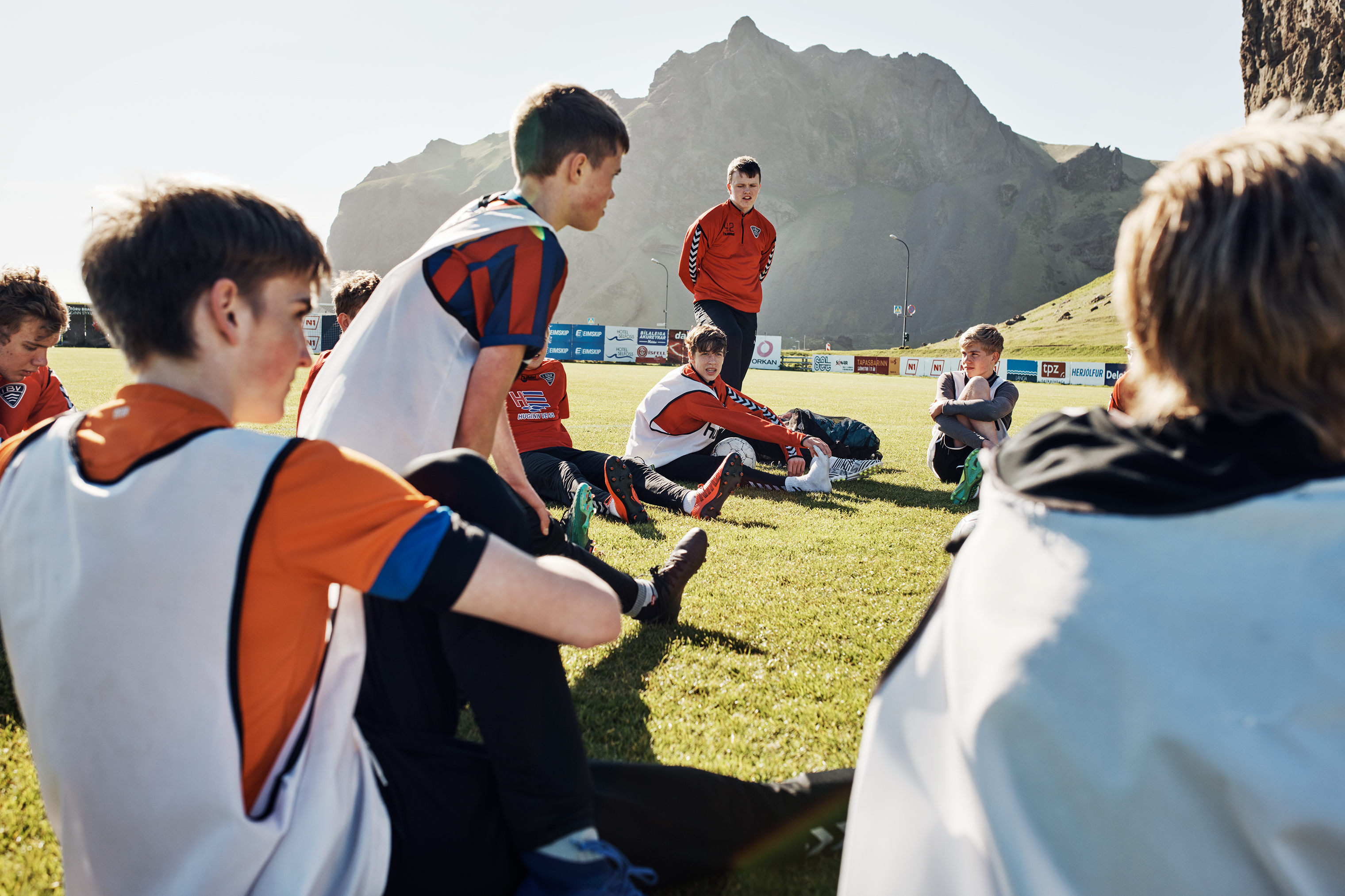 Boys rest after practice on Heimaey—or Home Island (pop. 4,500)—the largest in Iceland’s Vestmannaeyjar archipelago, on June 1. (Thomas Prior for TIME)