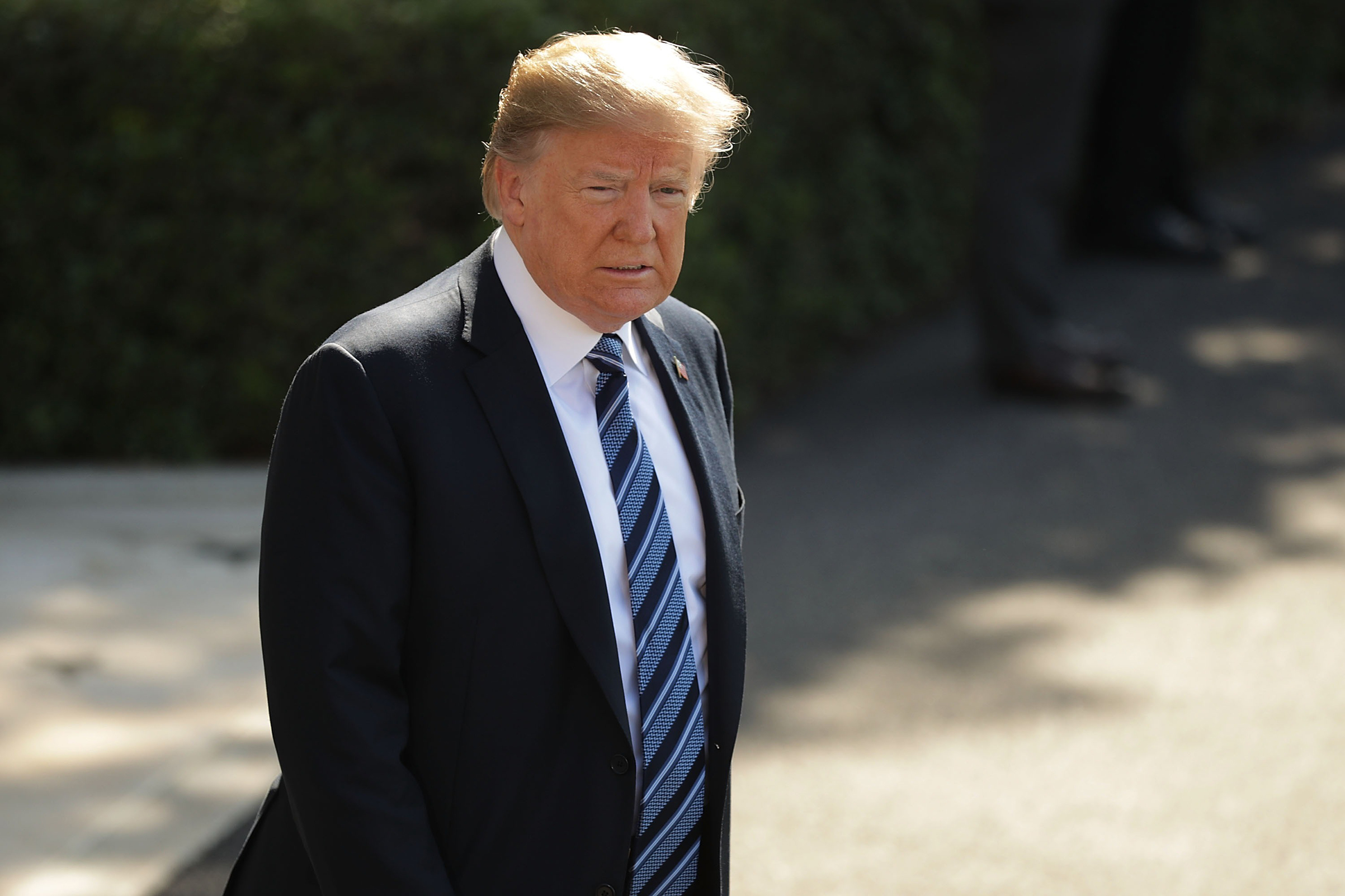 U.S. President Donald Trump departs the White House May 25, 2018 in Washington, DC. Trump is traveling to Annapolis, Maryland, to participate in the Naval Academy's graduation ceremony (Chip Somodevilla—Getty Images)