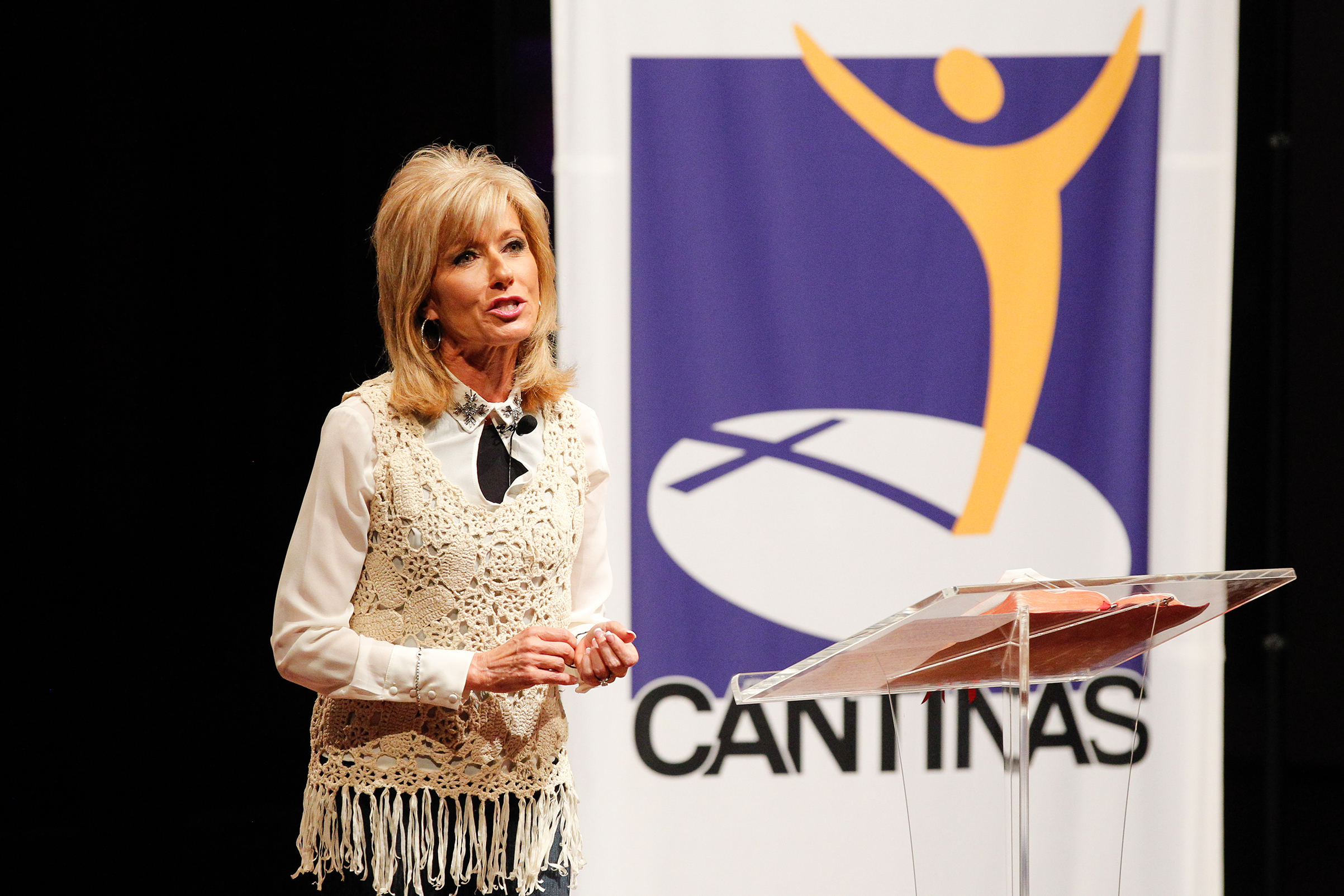 Evangelist and author Beth Moore speaks at the Dove Nominee Luncheon on Oct. 6, 2014 in Nashville. (Terry Wyatt—Getty Images for Dove Awards)