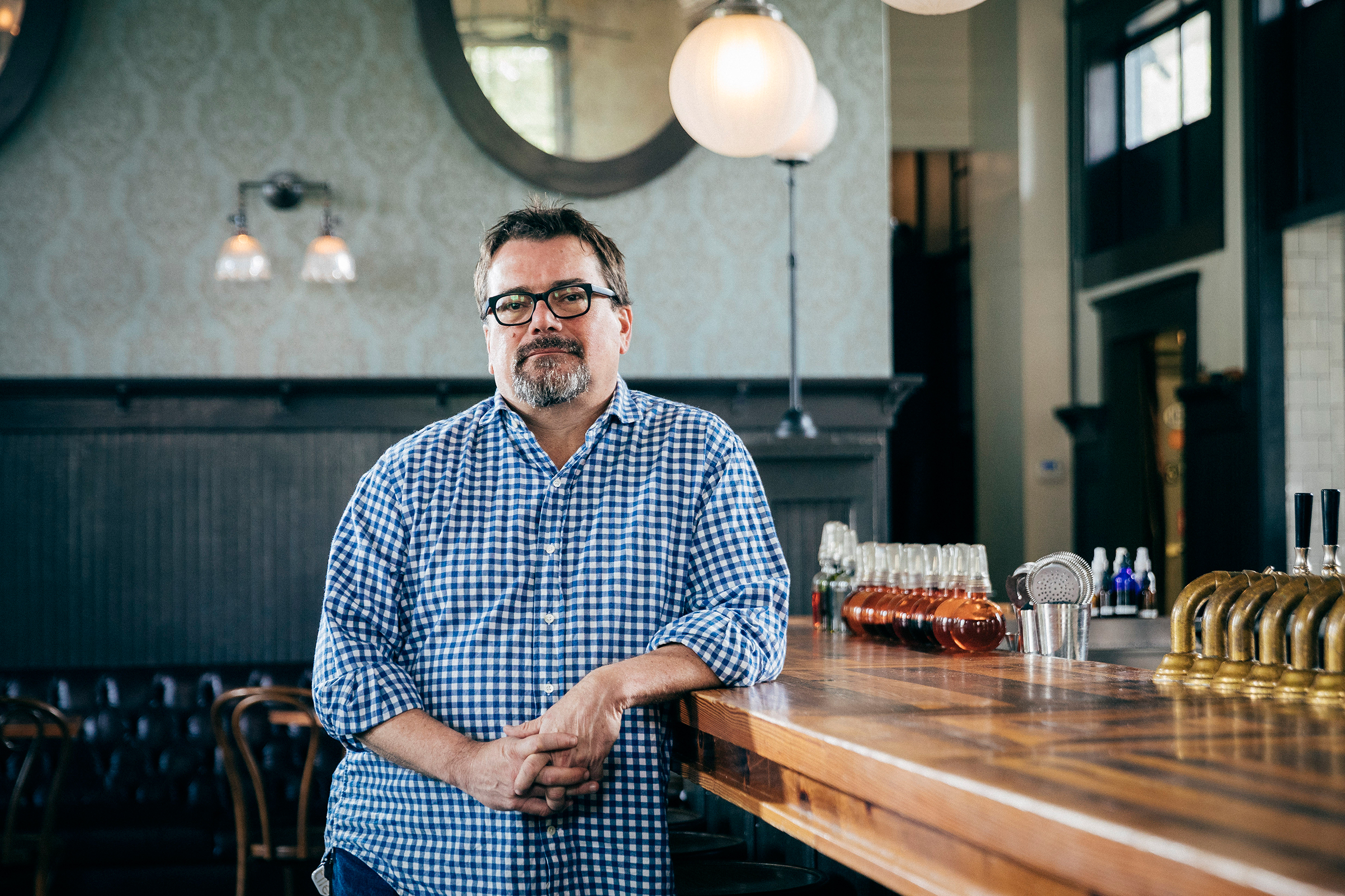 Chuck Reece, the editor in chief of the website The Bitter Southerner, at Kimball House, a bistro in Decatur, Ga., Aug. 2, 2017. (Audra Melton—The New York Times/Redux)