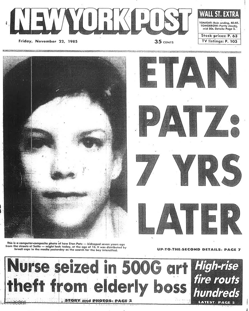 The November 2, 1985, cover featuring Burson's altered image of Etan Patz. (Courtesy of New York Post)