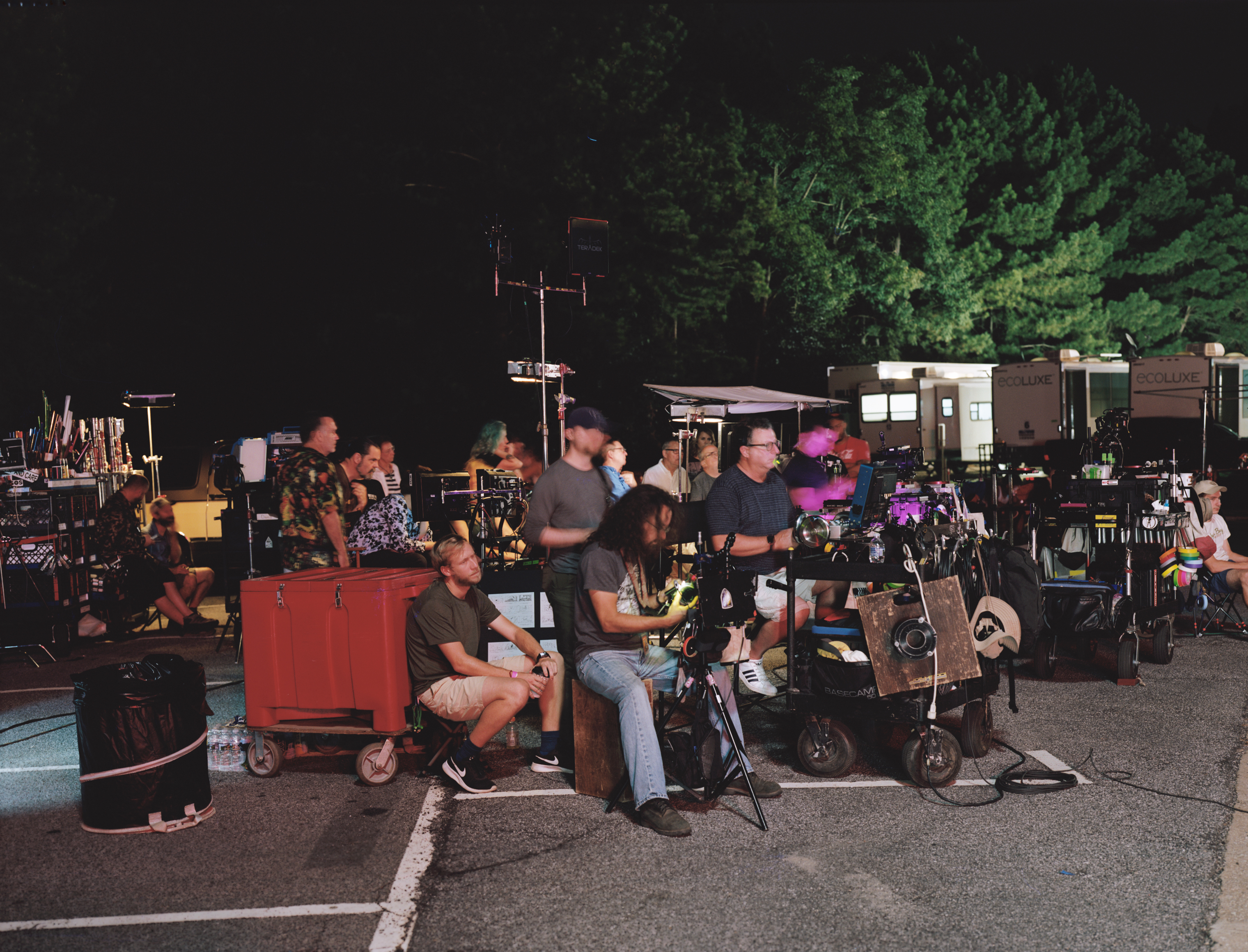 The crew prepares to film a scene on the set of Netflix’s 'Stranger Things' season 3 on location in Georgia. (RaMell Ross for TIME)