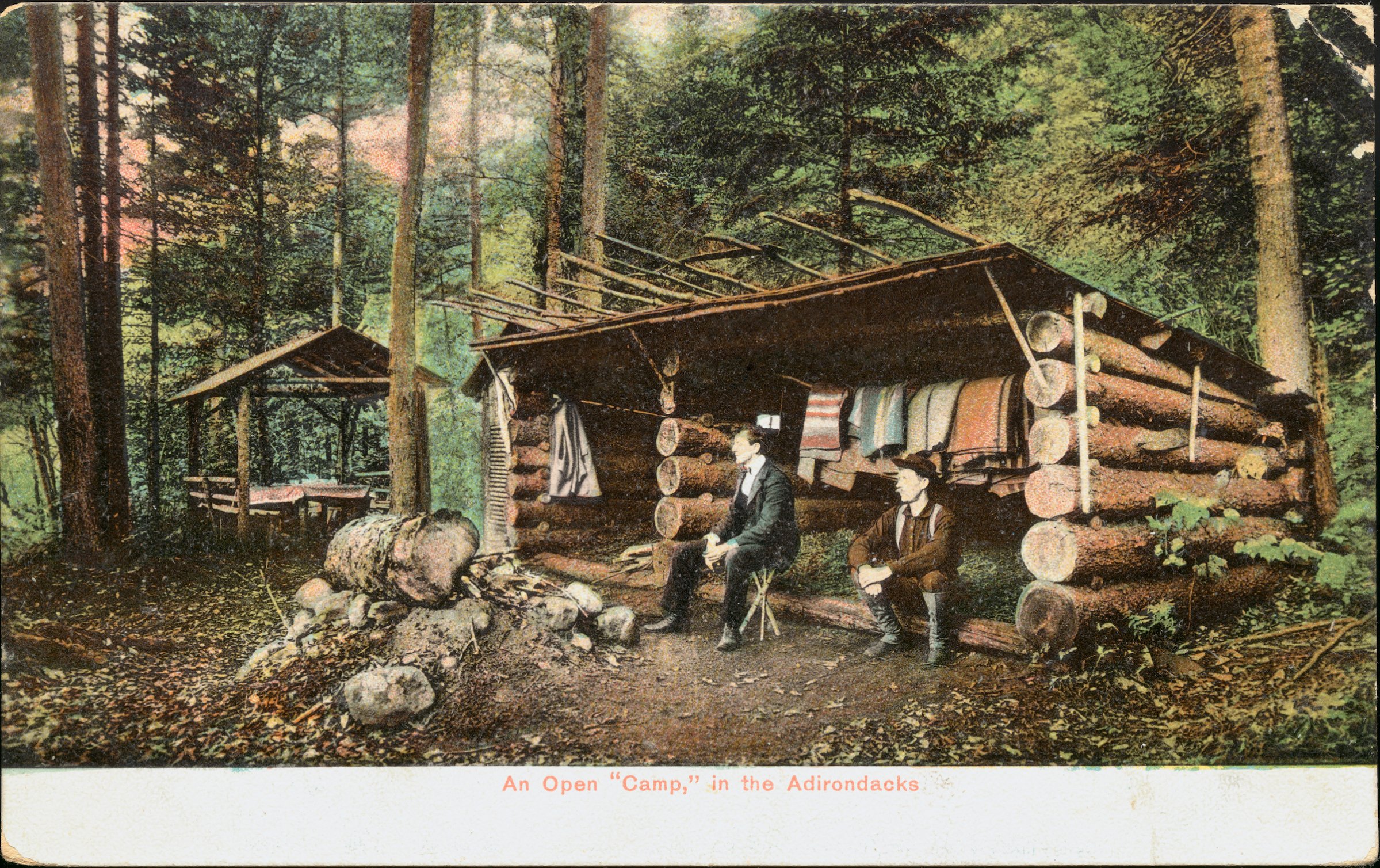 Postcard of Adirondack Camping Shelter