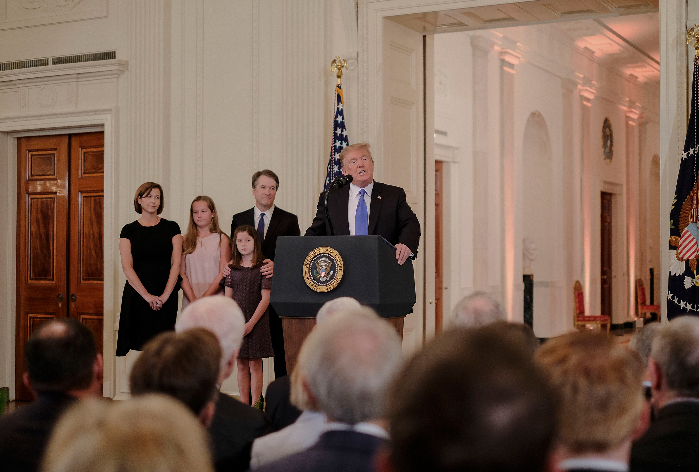 President Trump nominates Judge Brett Kavanaugh to the Supreme Court during an event in the East Room of the White House in Washington on July 9, 2018. (Gabriella Demczuk for TIME)